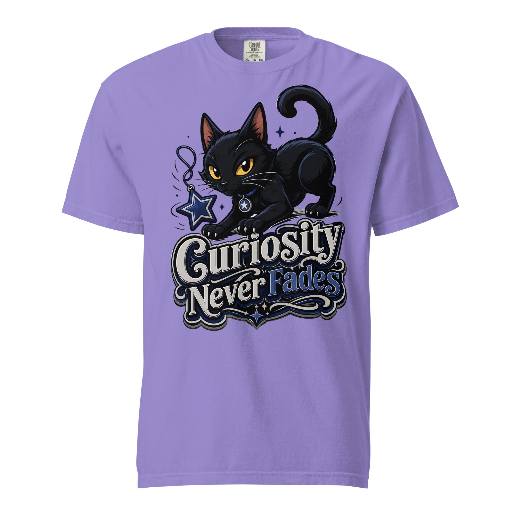 Curiosity Never Fades Cat Lovers Heavyweight Tee by printfluence.net