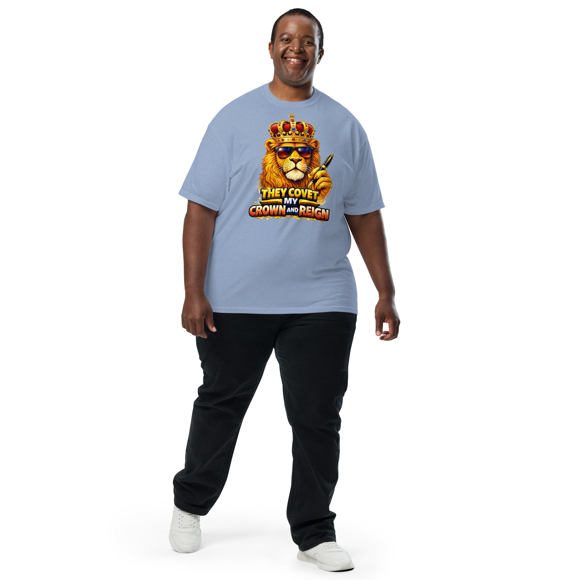 Unisex garment-dyed heavyweight t-shirt - King of the Reign Lion Graphic Tee – Heavyweight Vintage Urban Streetwear by printfluence.net