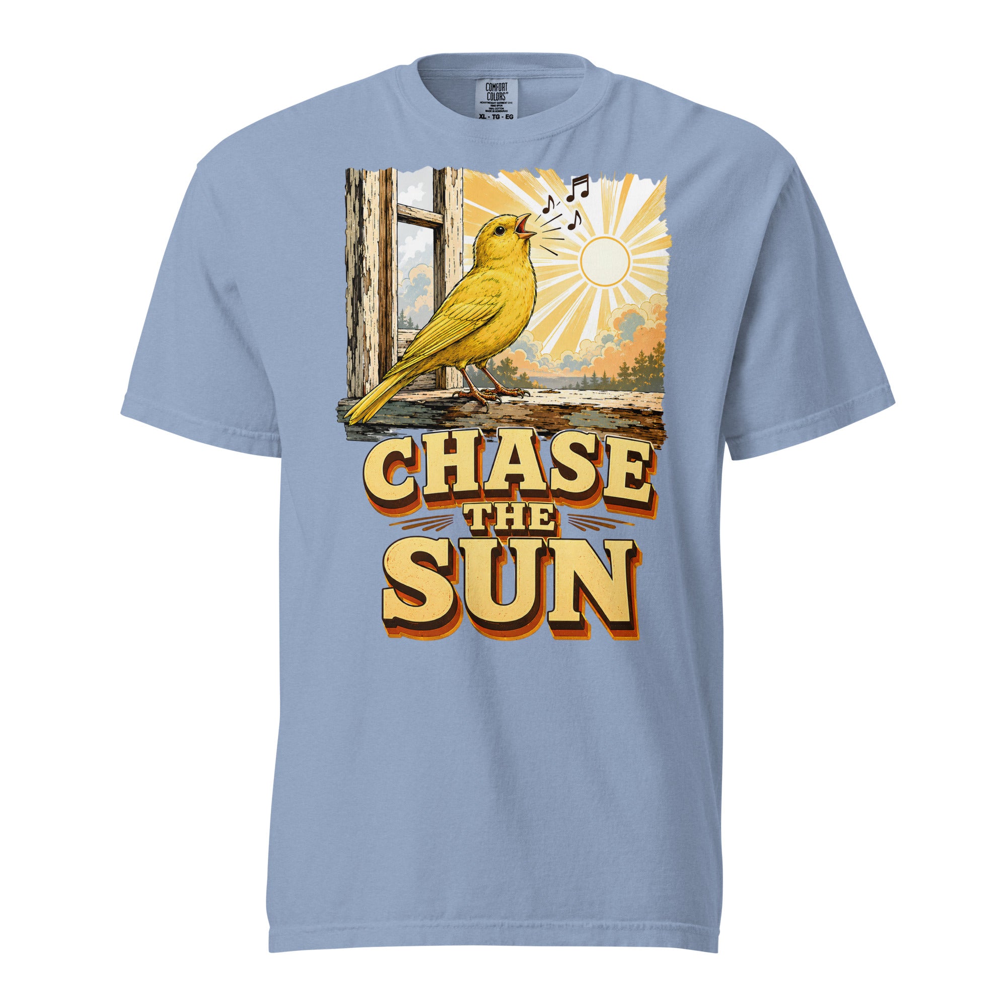 Vintage Chase The Sun Faded Oversized Tee - Retro Canary Lovers T-Shirt T-1 by printfluence.net