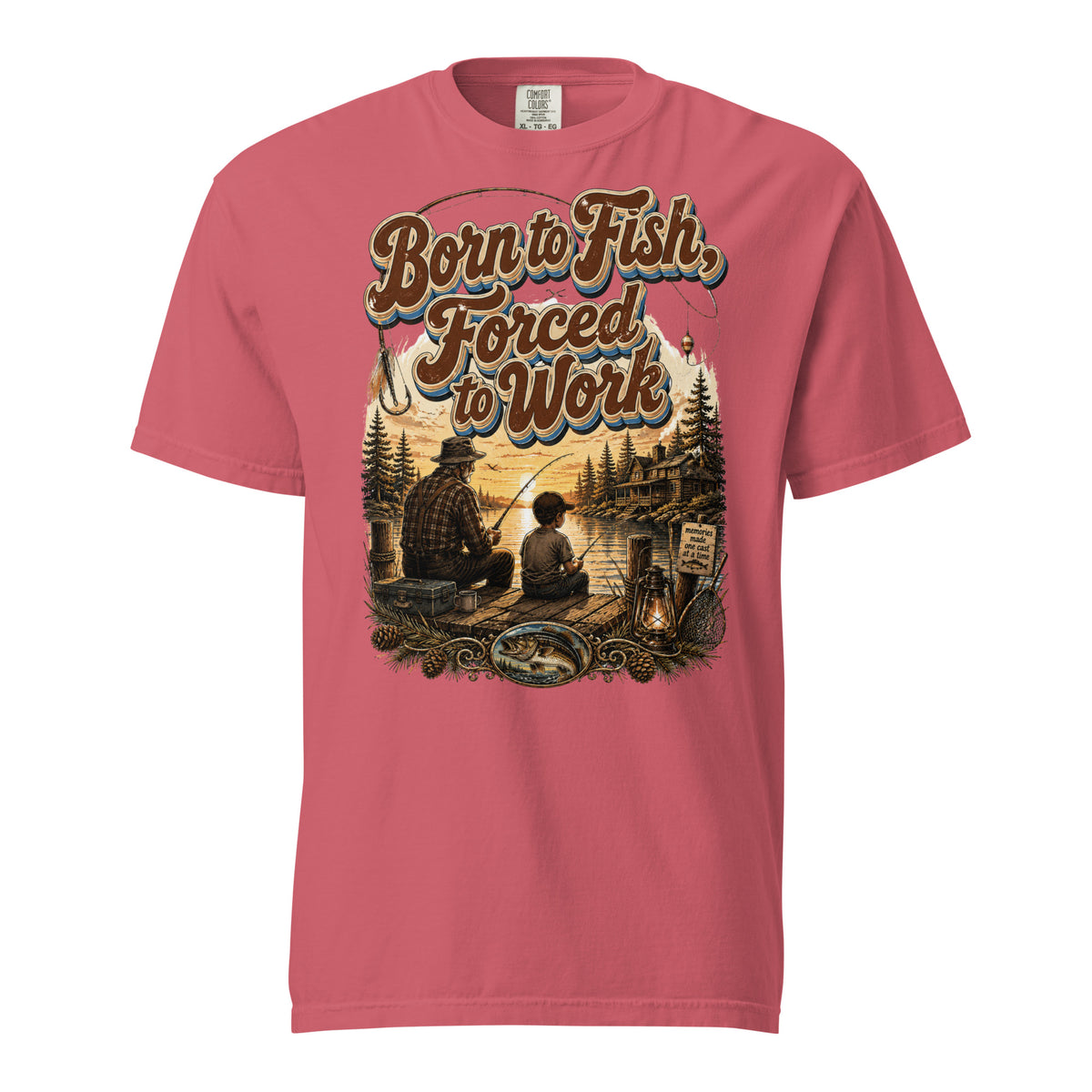 Fishing Lovers | Unisex Garment-Dyed Heavyweight T-Shirt — Born to Fish, Forced to Work by printfluence