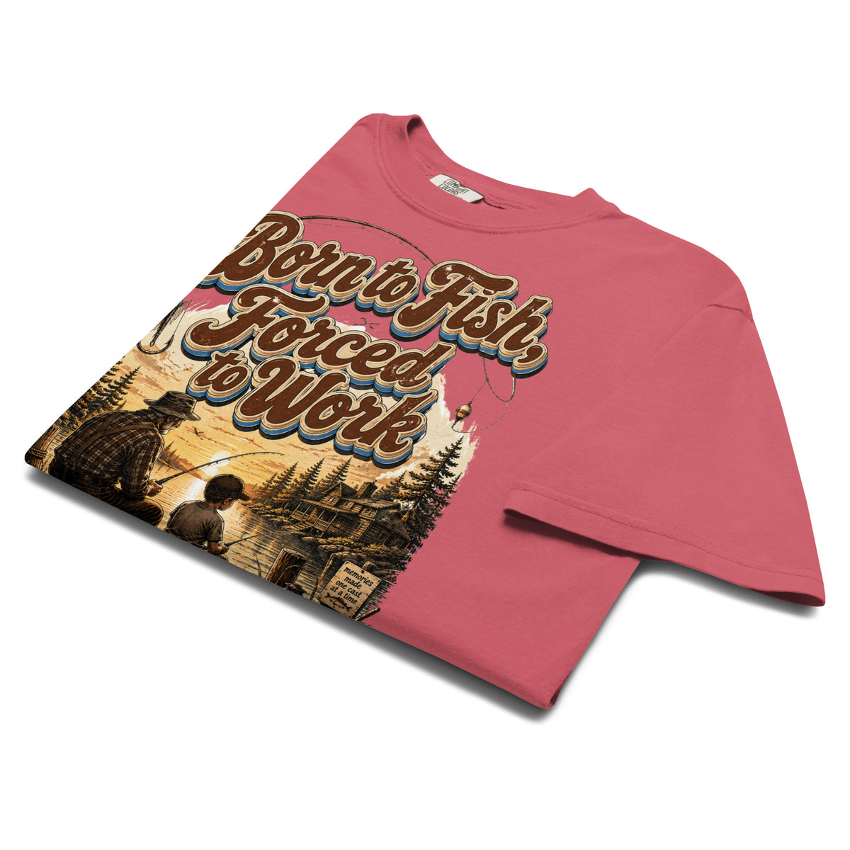 Fishing Lovers | Unisex Garment-Dyed Heavyweight T-Shirt — Born to Fish, Forced to Work by printfluence
