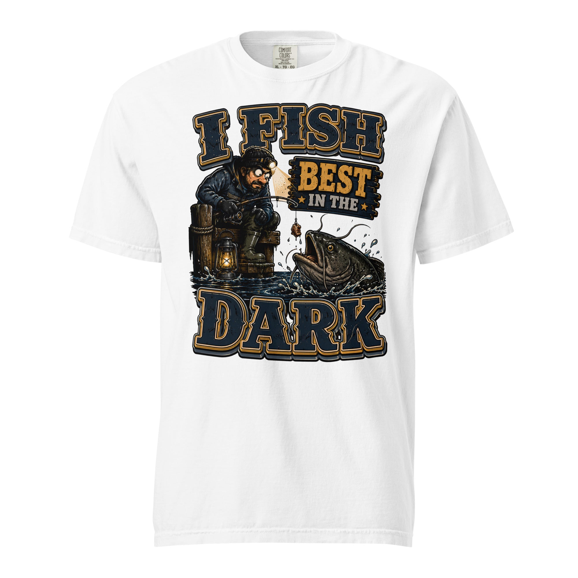 I Fish Best In The Dark Heavyweight Tee | Fishing Lovers Gift by printfluence.net