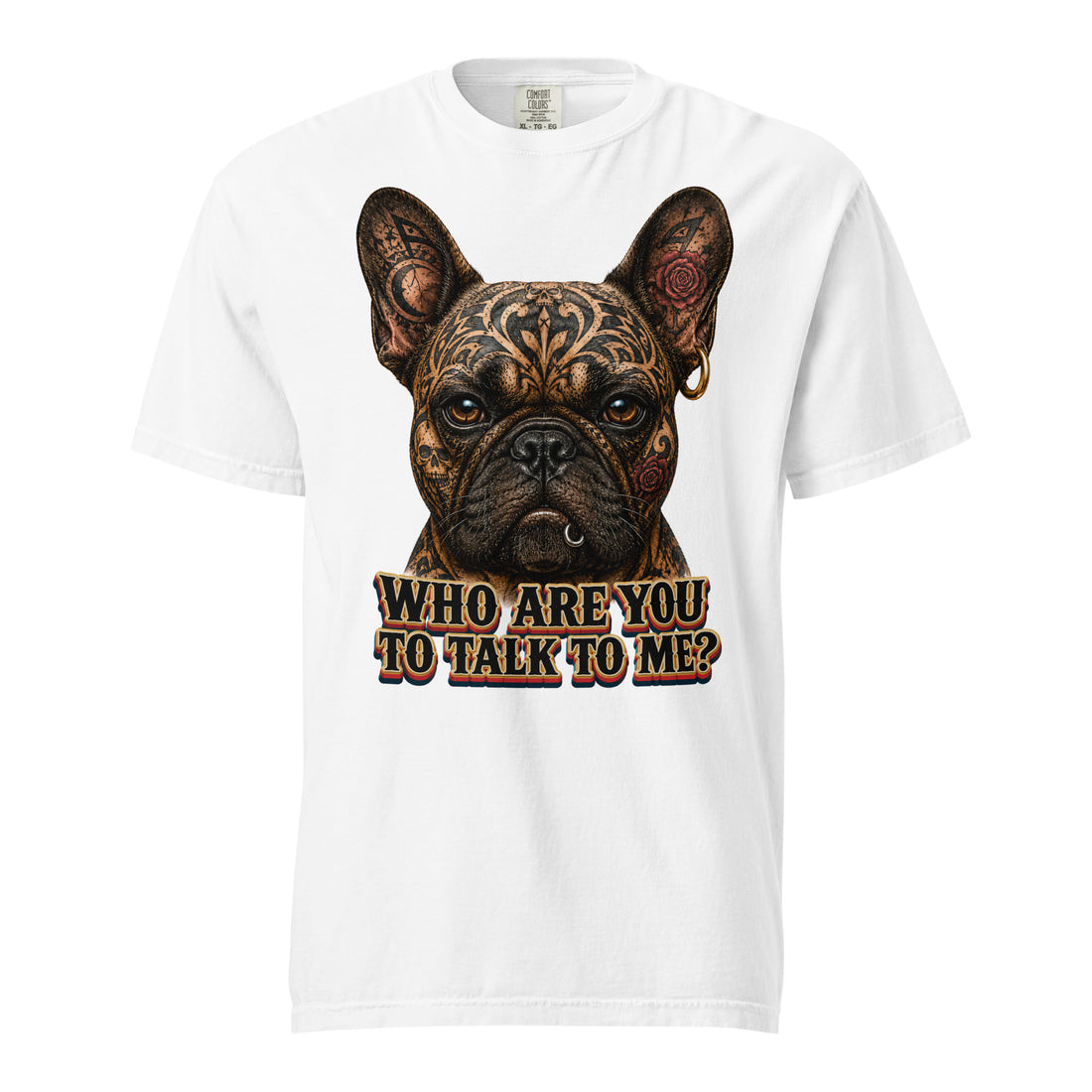 Edgy Frenchie Heavyweight Tee - Garment Dyed French Bulldog Lovers T-Shirt T-1 by printfluence.net