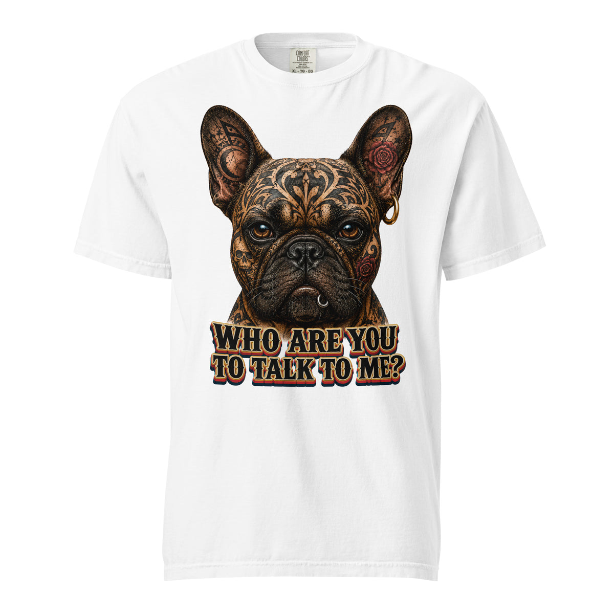 Edgy Frenchie Heavyweight Tee - Garment Dyed French Bulldog Lovers T-Shirt T-1 by printfluence.net