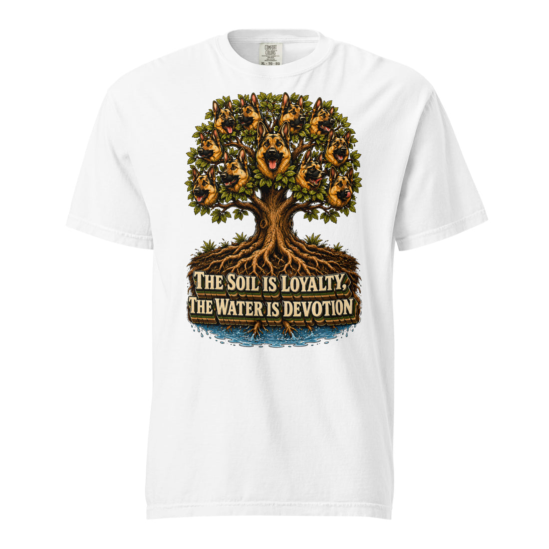German Shepherd Lovers Unisex Garment-Dyed Heavyweight T-Shirt | Loyalty & Devotion Tree Graphic Apparel by printfluence.net