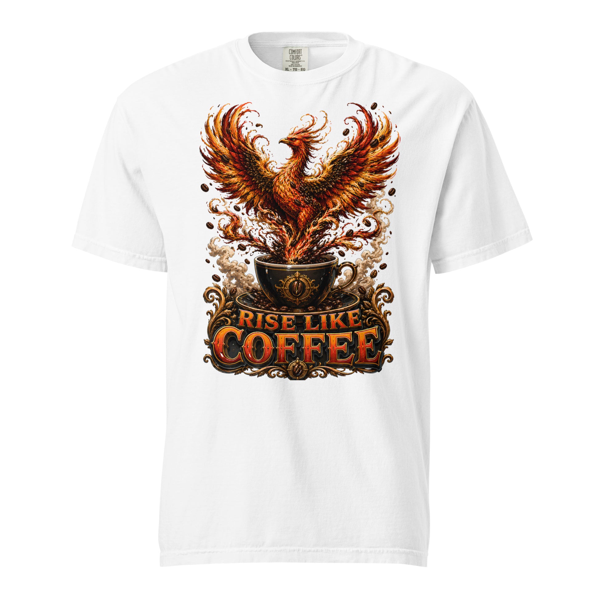 Coffee Lovers Unisex Garment-Dyed Heavyweight T-shirt Rise Like Coffee – Epic Phoenix Graphic Tee by printfluence.net