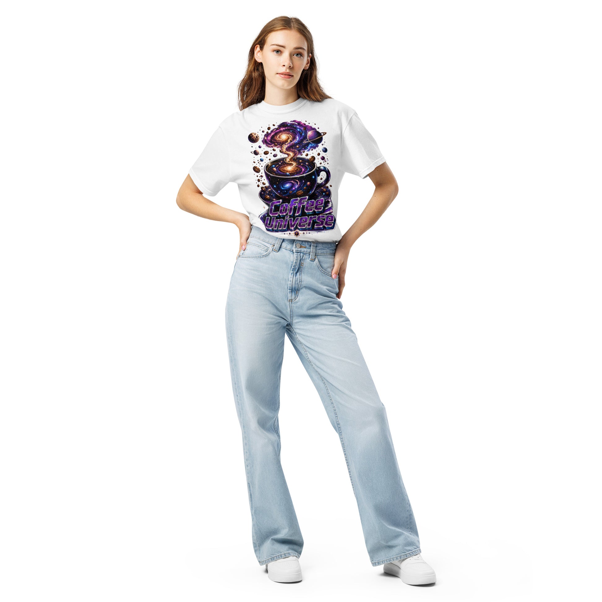 Coffee Lovers Unisex Garment-Dyed Heavyweight T-Shirt Coffee Universe – Cosmic Galaxy & Coffee Bean Graphic Tee by printfluence.net