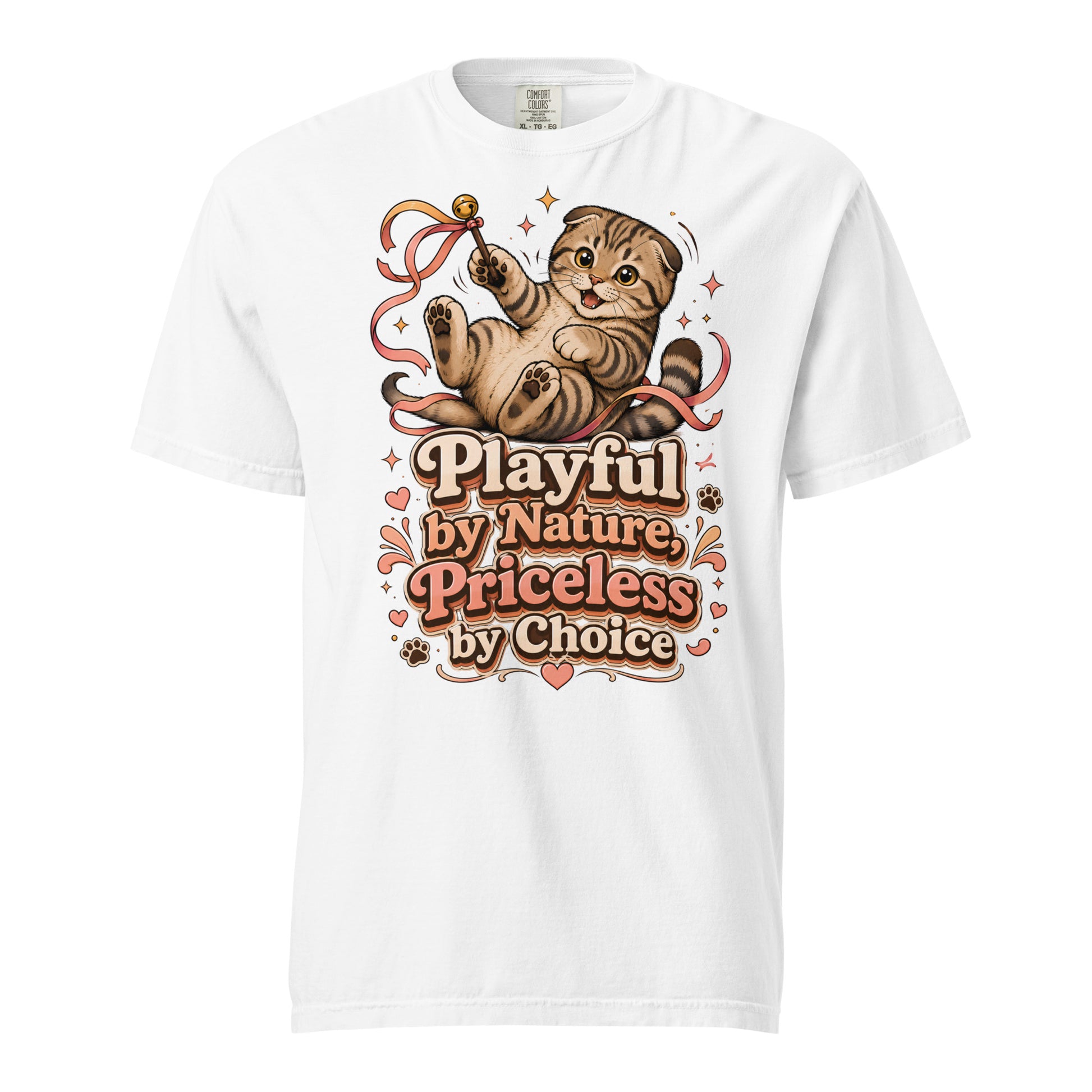 Cat Lovers Unisex Garment-Dyed Heavyweight T-Shirt "Playful by Nature, Priceless by Choice" by printfluence.net
