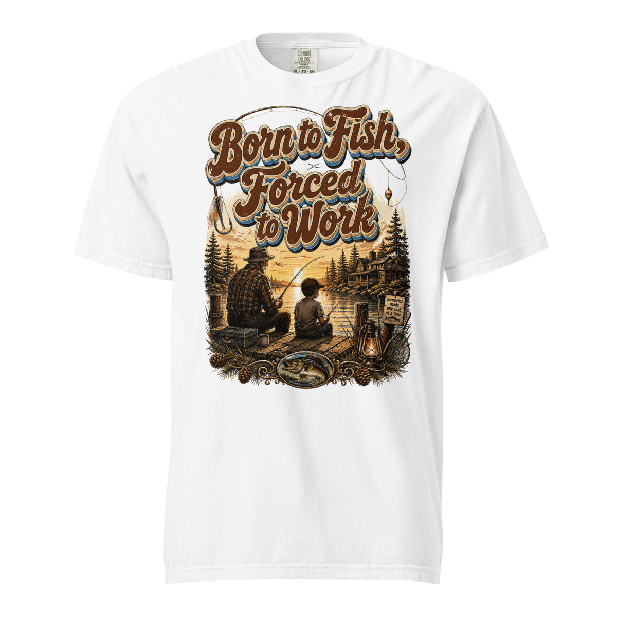 Fishing Lovers | Unisex Garment-Dyed Heavyweight T-Shirt — Born to Fish, Forced to Work by printfluence