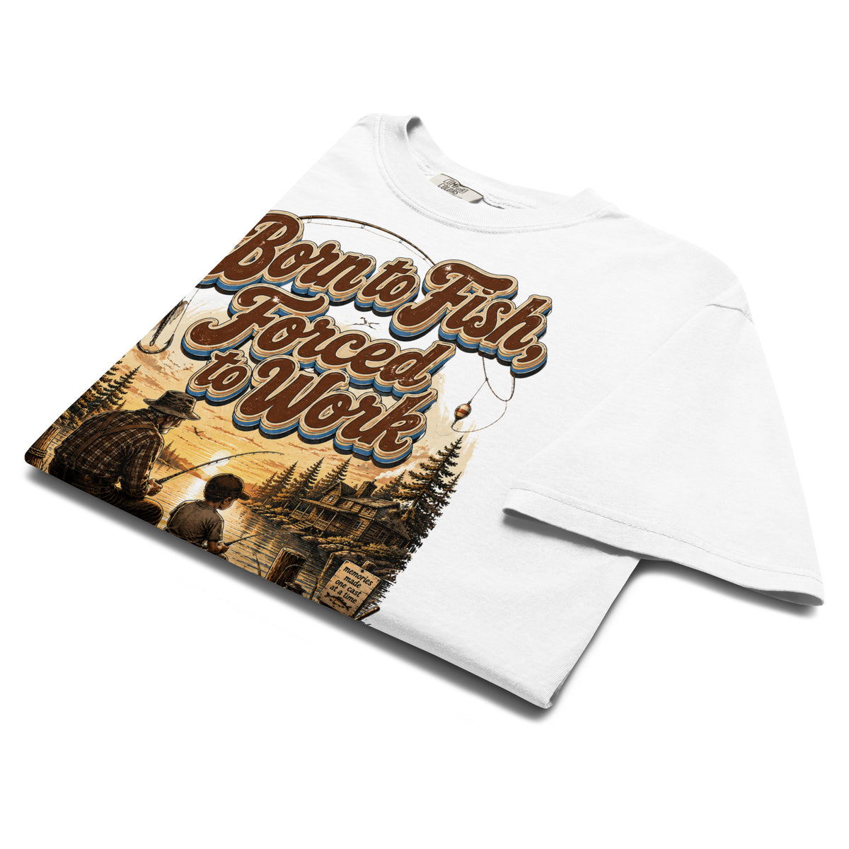 Fishing Lovers | Unisex Garment-Dyed Heavyweight T-Shirt — Born to Fish, Forced to Work by printfluence