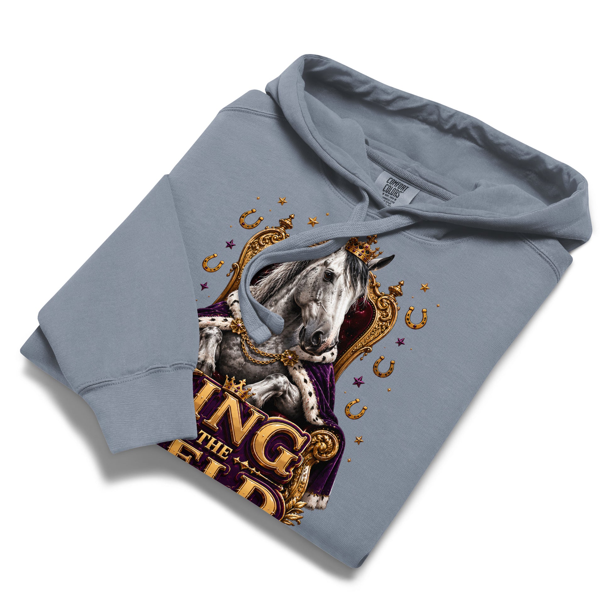King of the Field Royal Horse Garment-Dyed Heavyweight Hoodie – Ultimate Horse Lovers Edition by printfluence.net