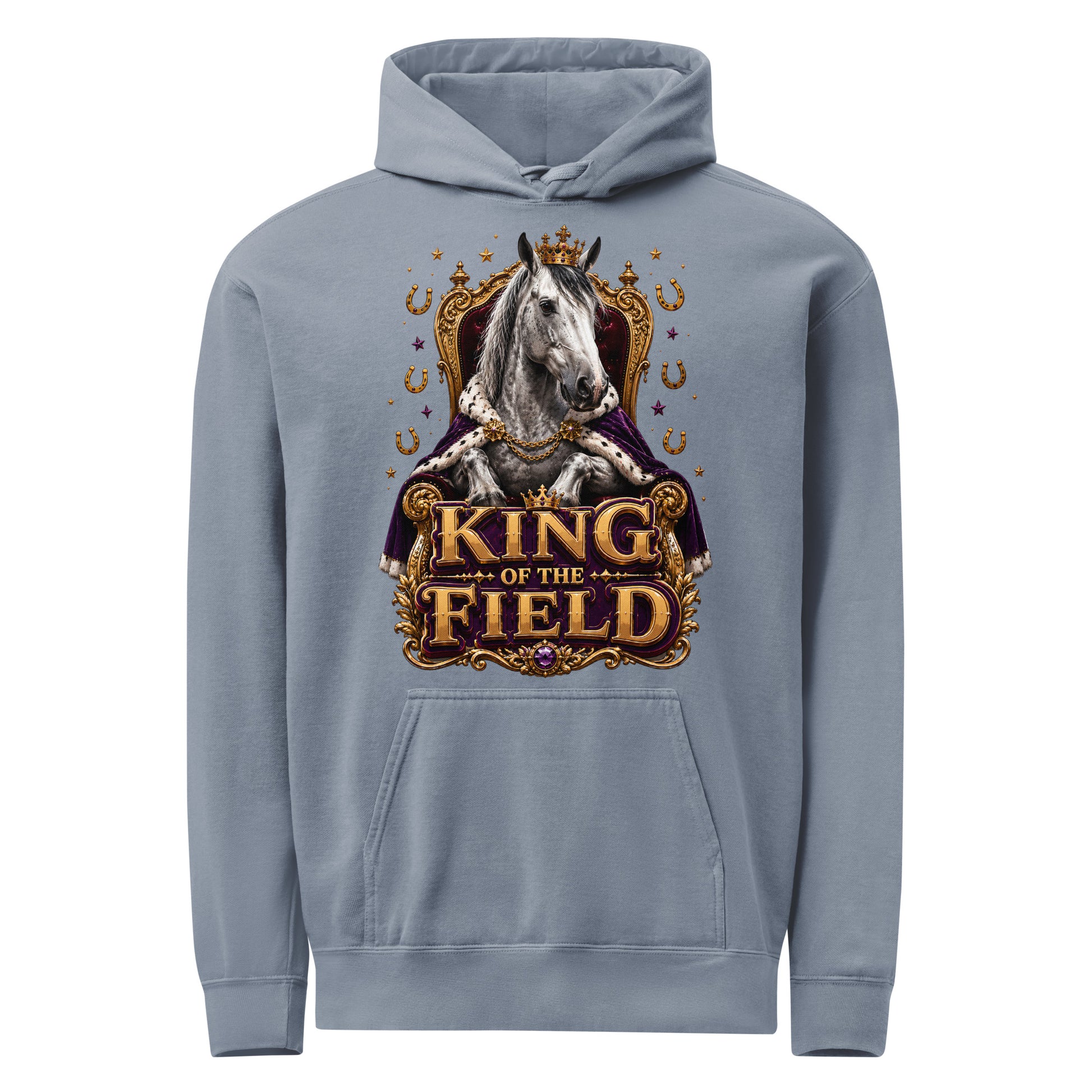 King of the Field Royal Horse Garment-Dyed Heavyweight Hoodie – Ultimate Horse Lovers Edition by printfluence.net