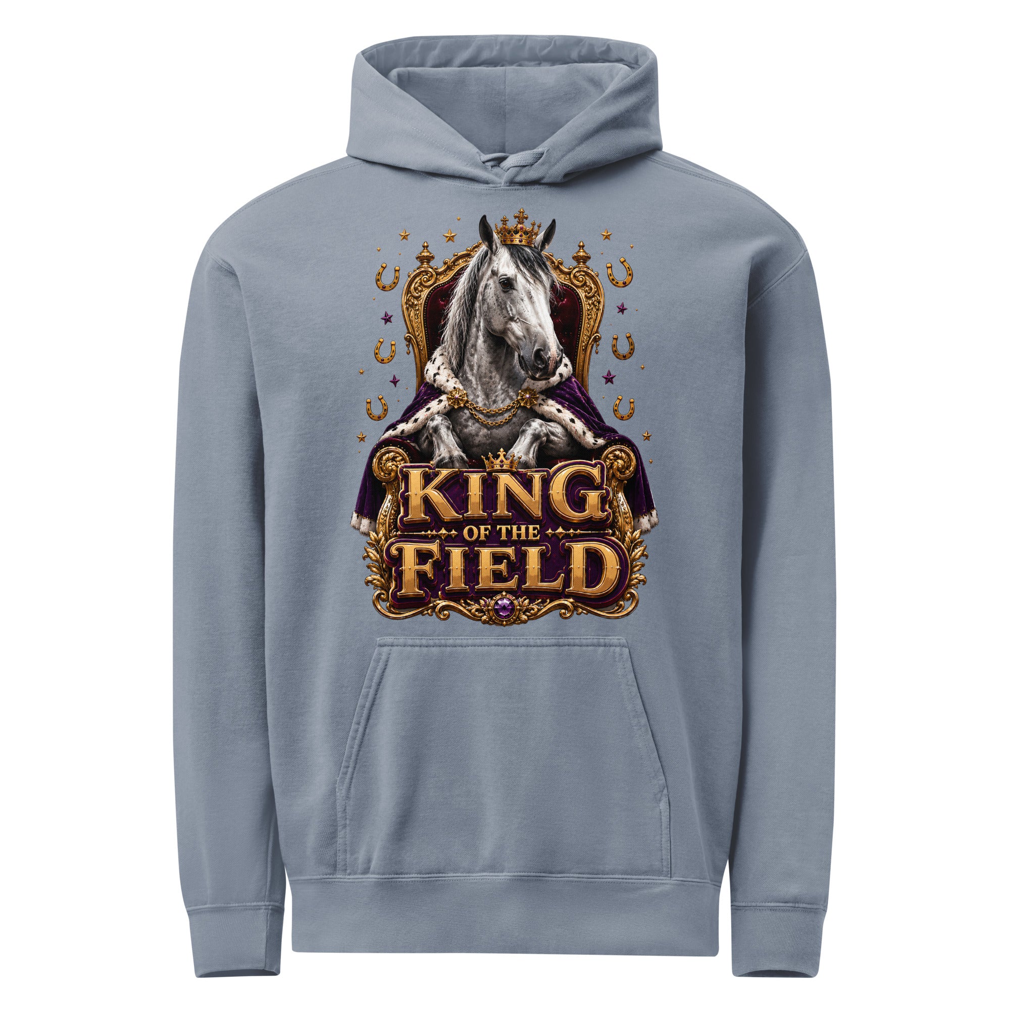 King of the Field Royal Horse Garment-Dyed Heavyweight Hoodie – Ultimate Horse Lovers Edition by printfluence.net