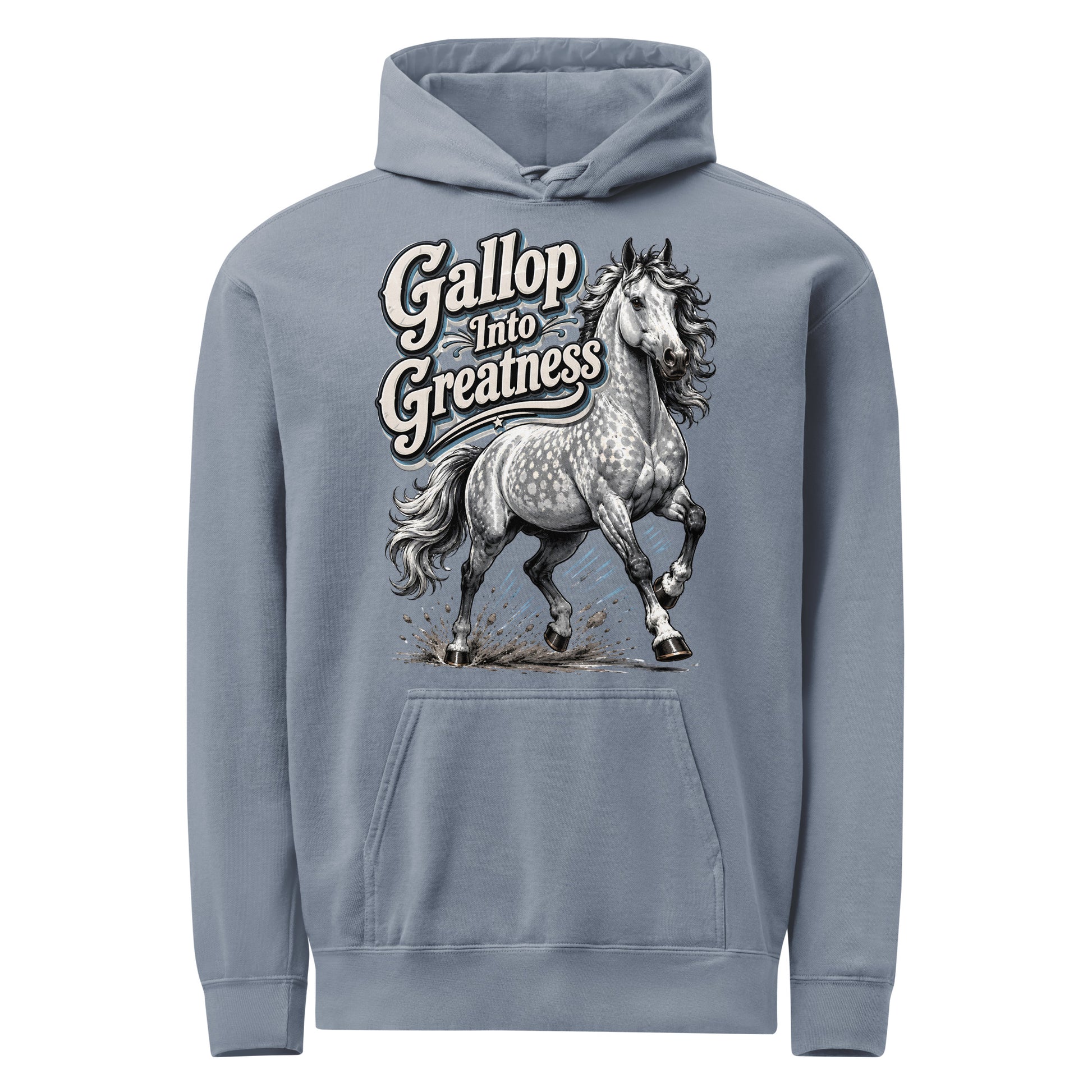 Gallop Into Greatness Horse Garment-Dyed Heavyweight Hoodie – Ultimate Horse Lovers Edition by printfluence.net