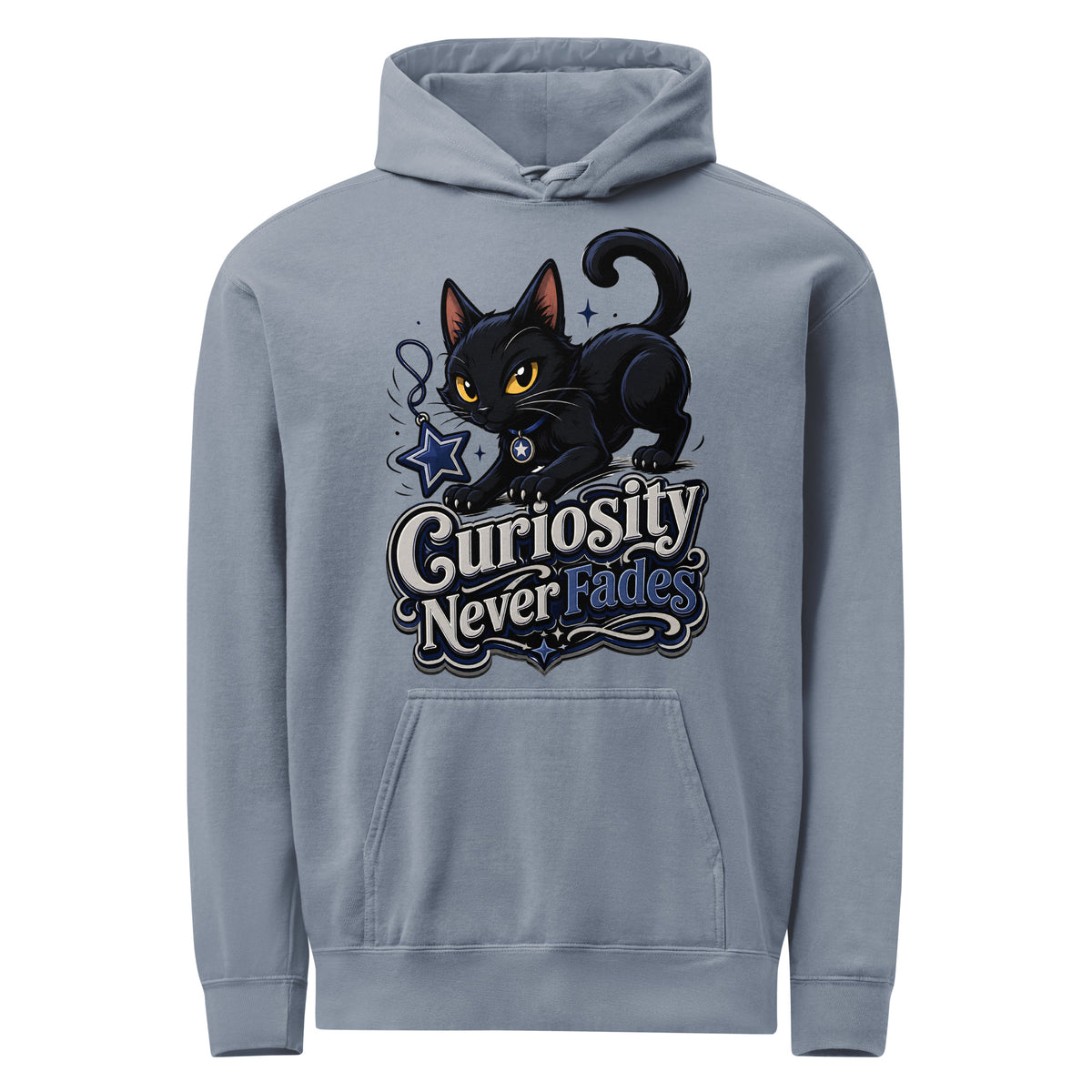 Curiosity Never Fades Cat Lovers Garment Dyed Hoodie by printfluence.net