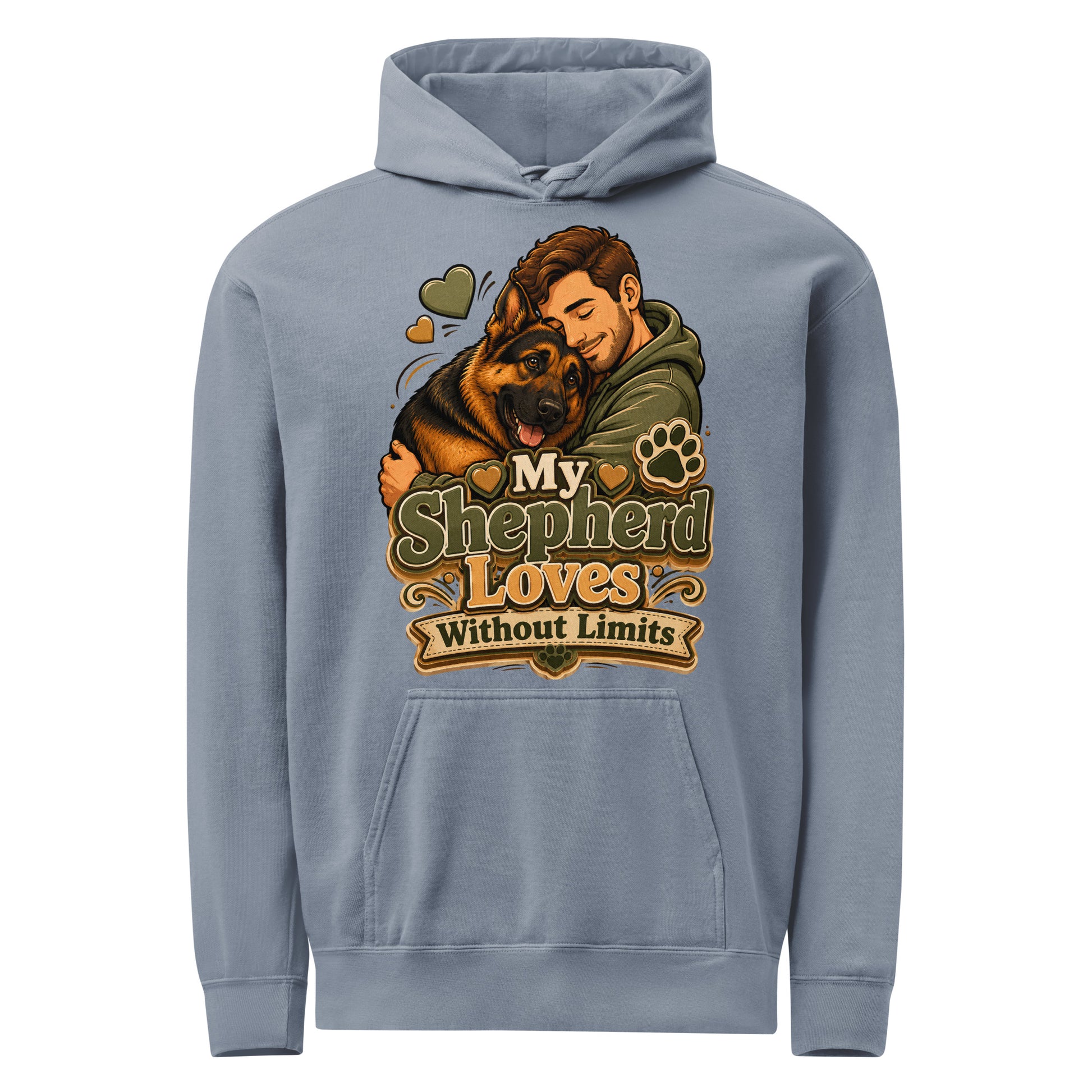 German Shepherd Loves Without Limits Garment-Dyed Hoodie by printfluence.net