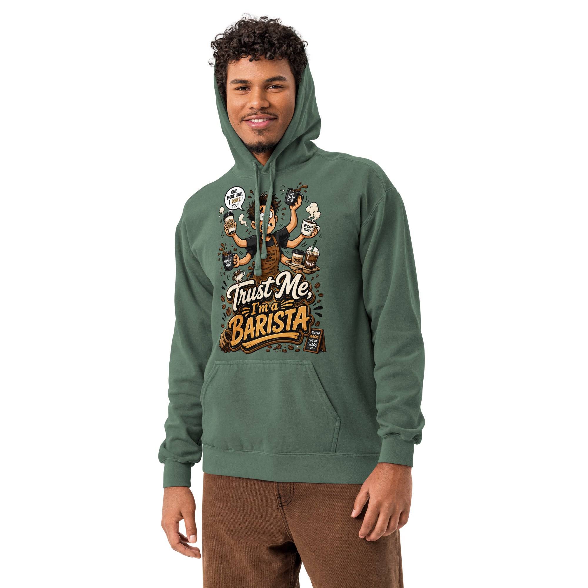 Coffee Lovers Unisex Garment-Dyed Hoodie - Emotionally Attached To Coffee! by printfluence.net