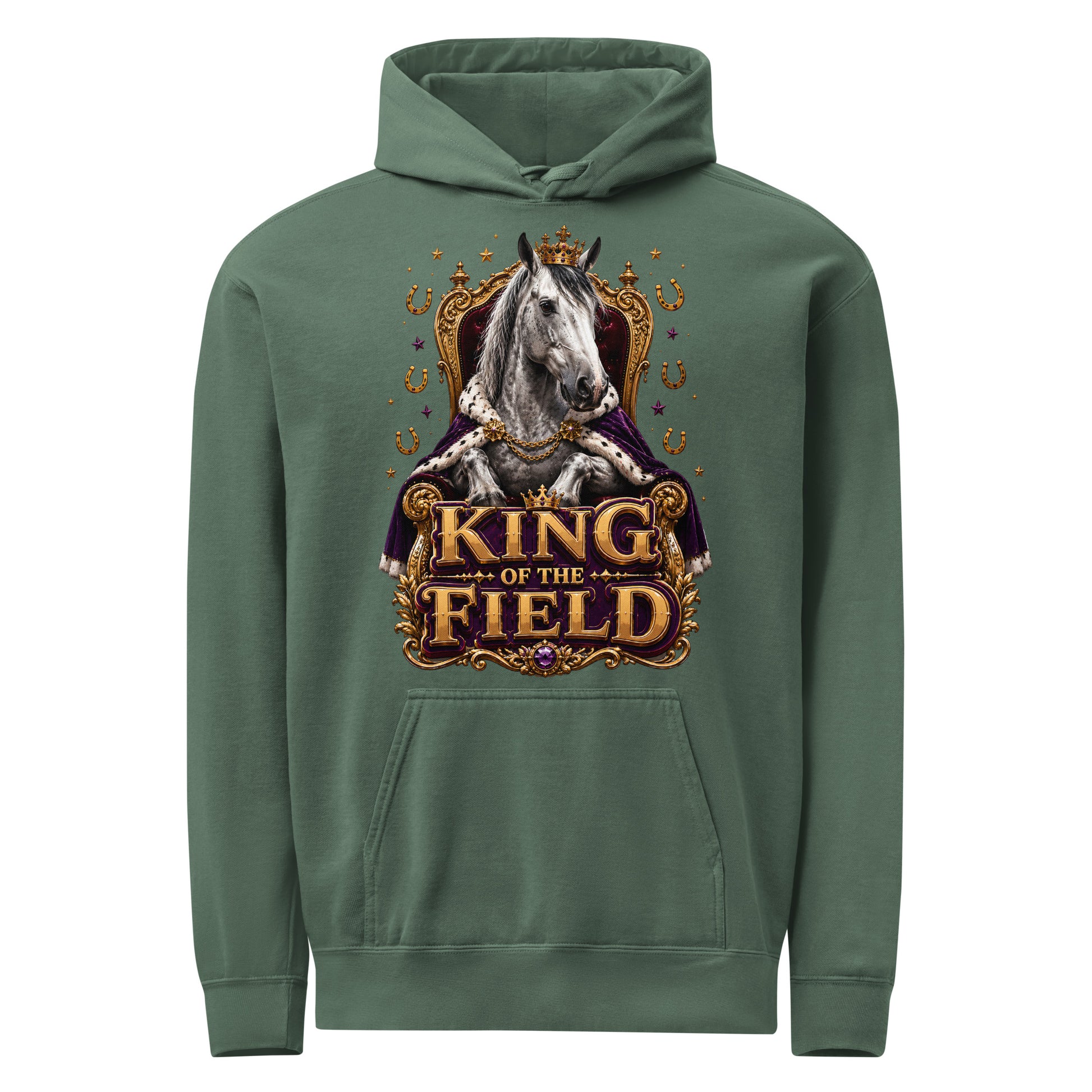 King of the Field Royal Horse Garment-Dyed Heavyweight Hoodie – Ultimate Horse Lovers Edition by printfluence.net