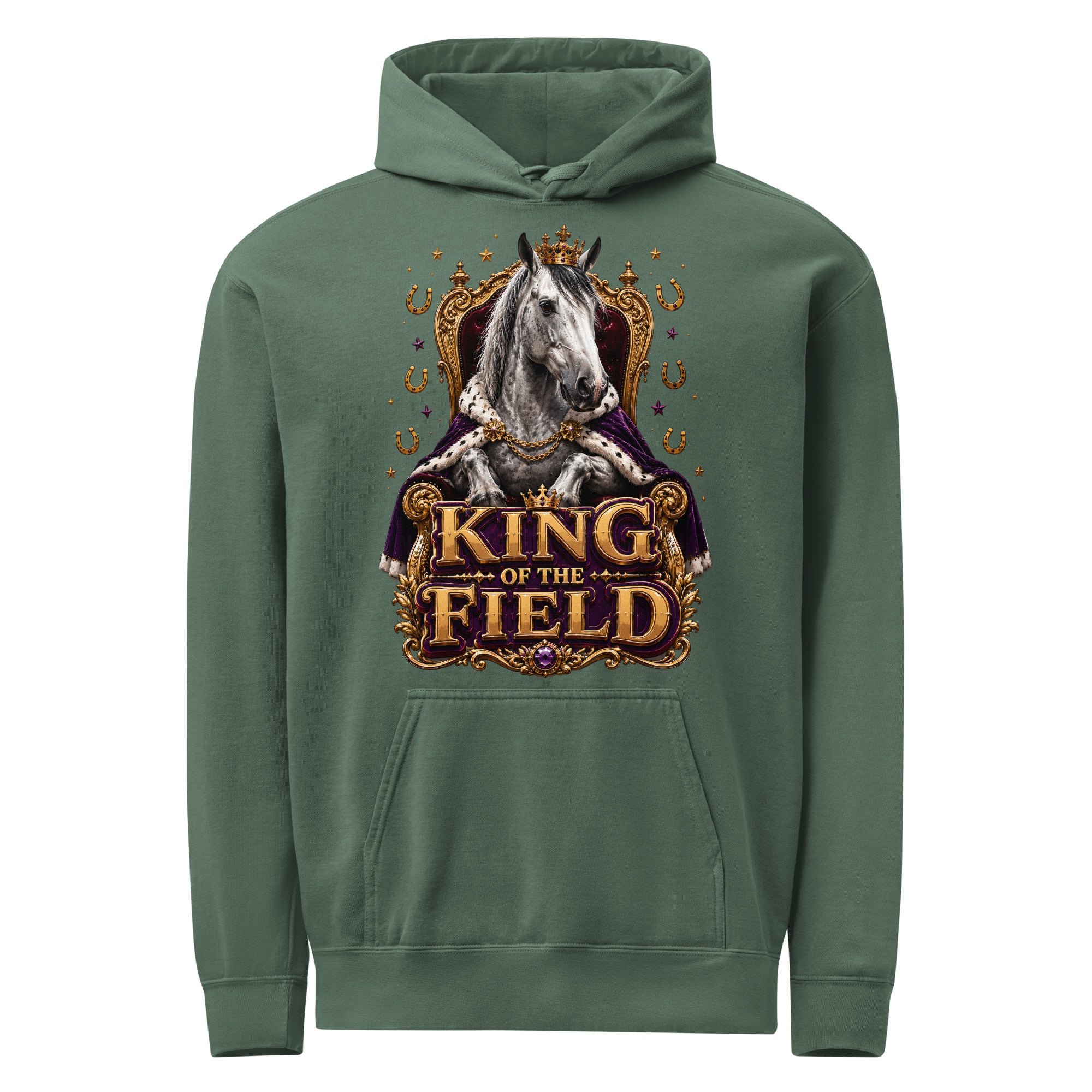 King of the Field Royal Horse Garment-Dyed Heavyweight Hoodie – Ultimate Horse Lovers Edition by printfluence.net