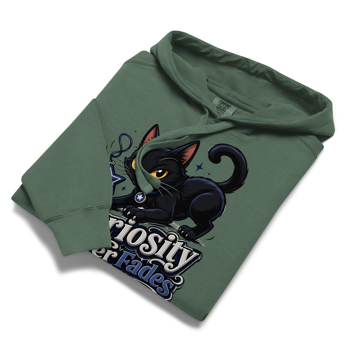 Curiosity Never Fades Cat Lovers Garment Dyed Hoodie by printfluence.net