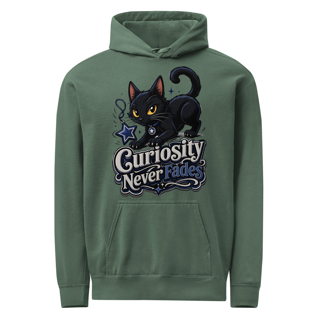 Curiosity Never Fades Cat Lovers Garment Dyed Hoodie by printfluence.net