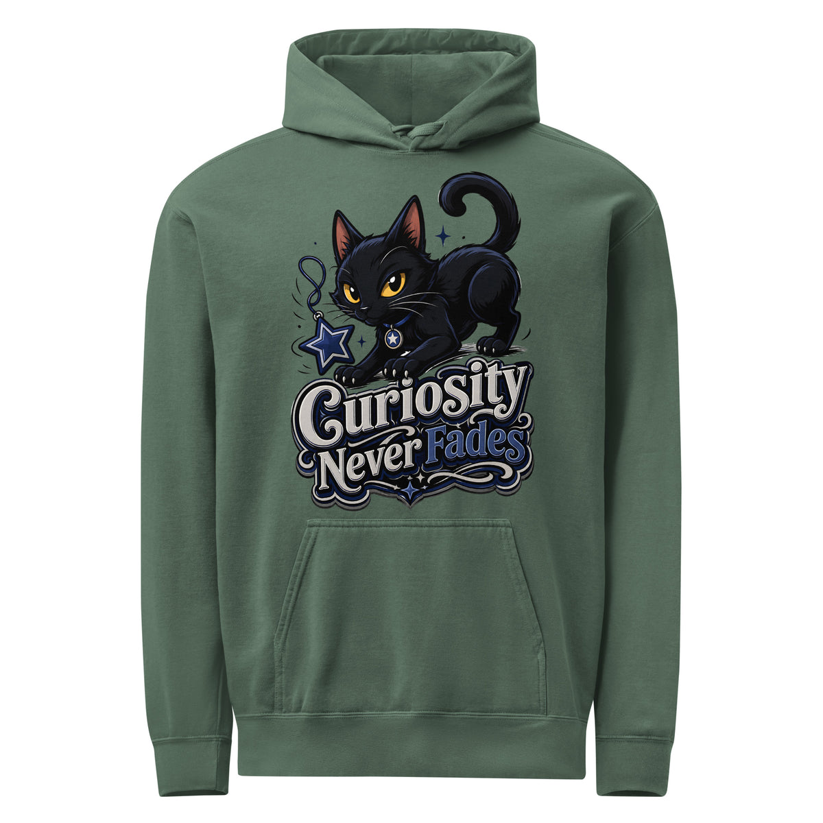 Curiosity Never Fades Cat Lovers Garment Dyed Hoodie by printfluence.net