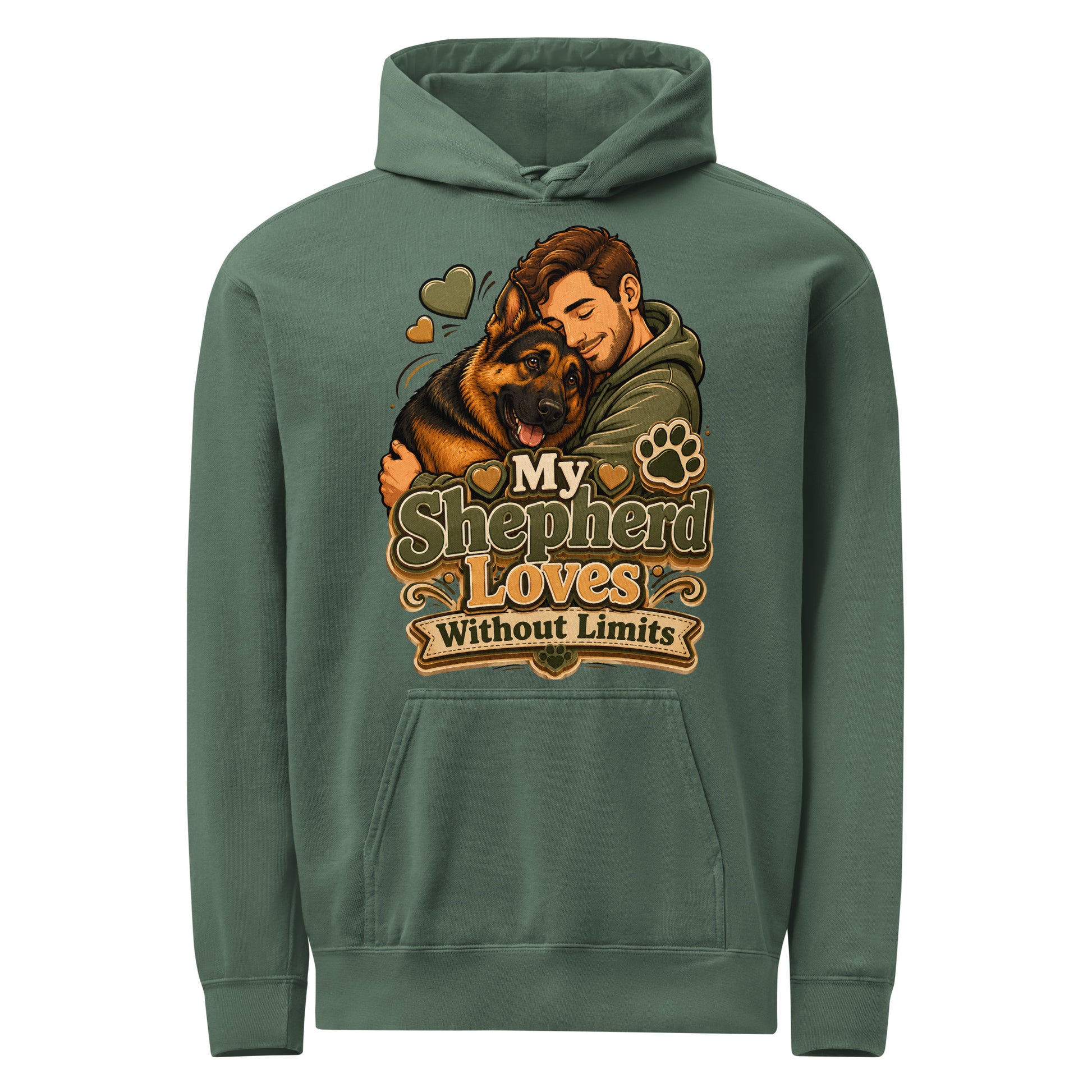 German Shepherd Loves Without Limits Garment-Dyed Hoodie by printfluence.net
