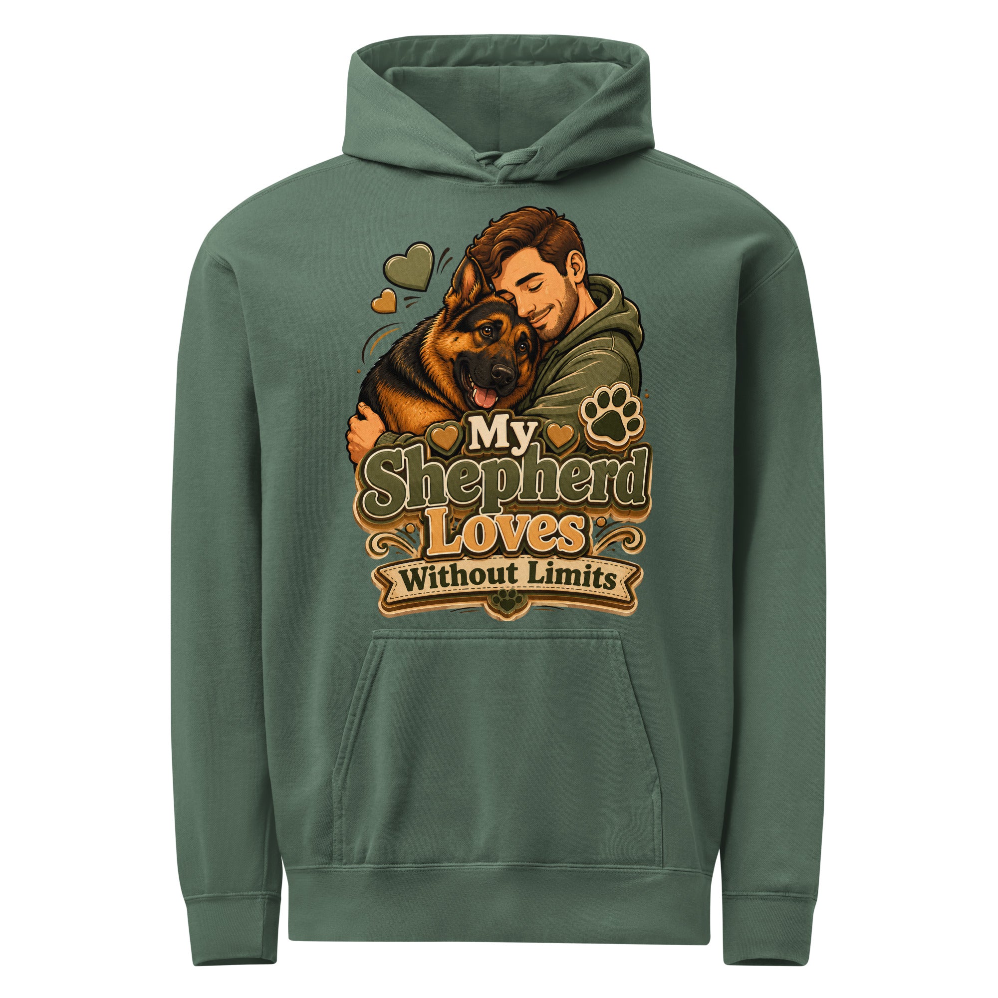 German Shepherd Loves Without Limits Garment-Dyed Hoodie by printfluence.net