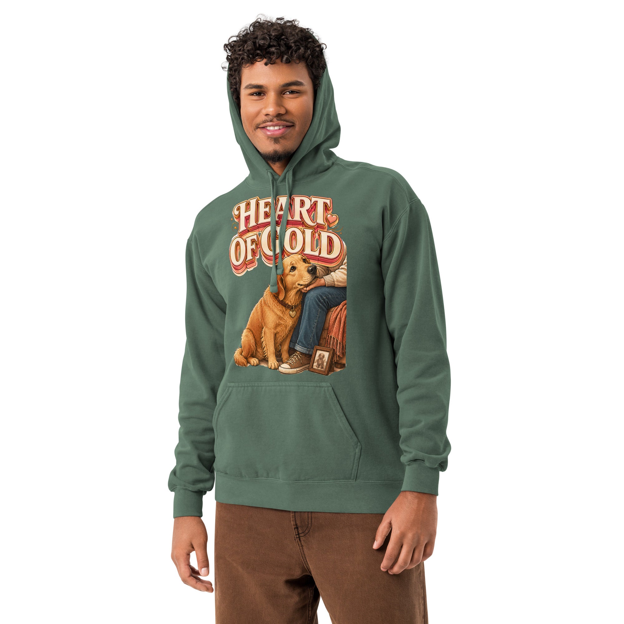 Golden Retriever Lovers Premium Garment-Dyed Hoodie - Heart Of Gold by printfluence.net
