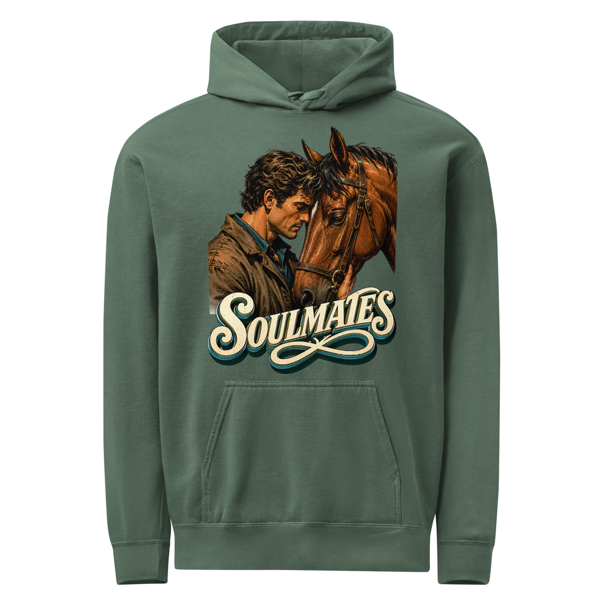 Soulmates Horse Garment-Dyed Hoodie - Horse Lovers Edition by printfluence.net