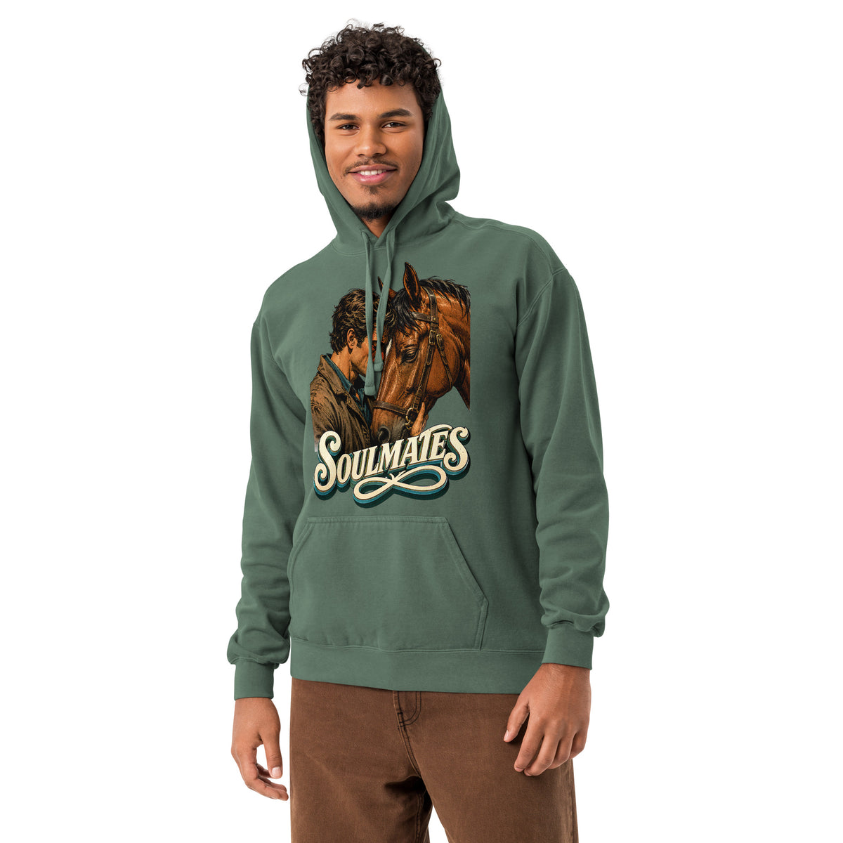 Soulmates Horse Garment-Dyed Hoodie - Horse Lovers Edition by printfluence.net