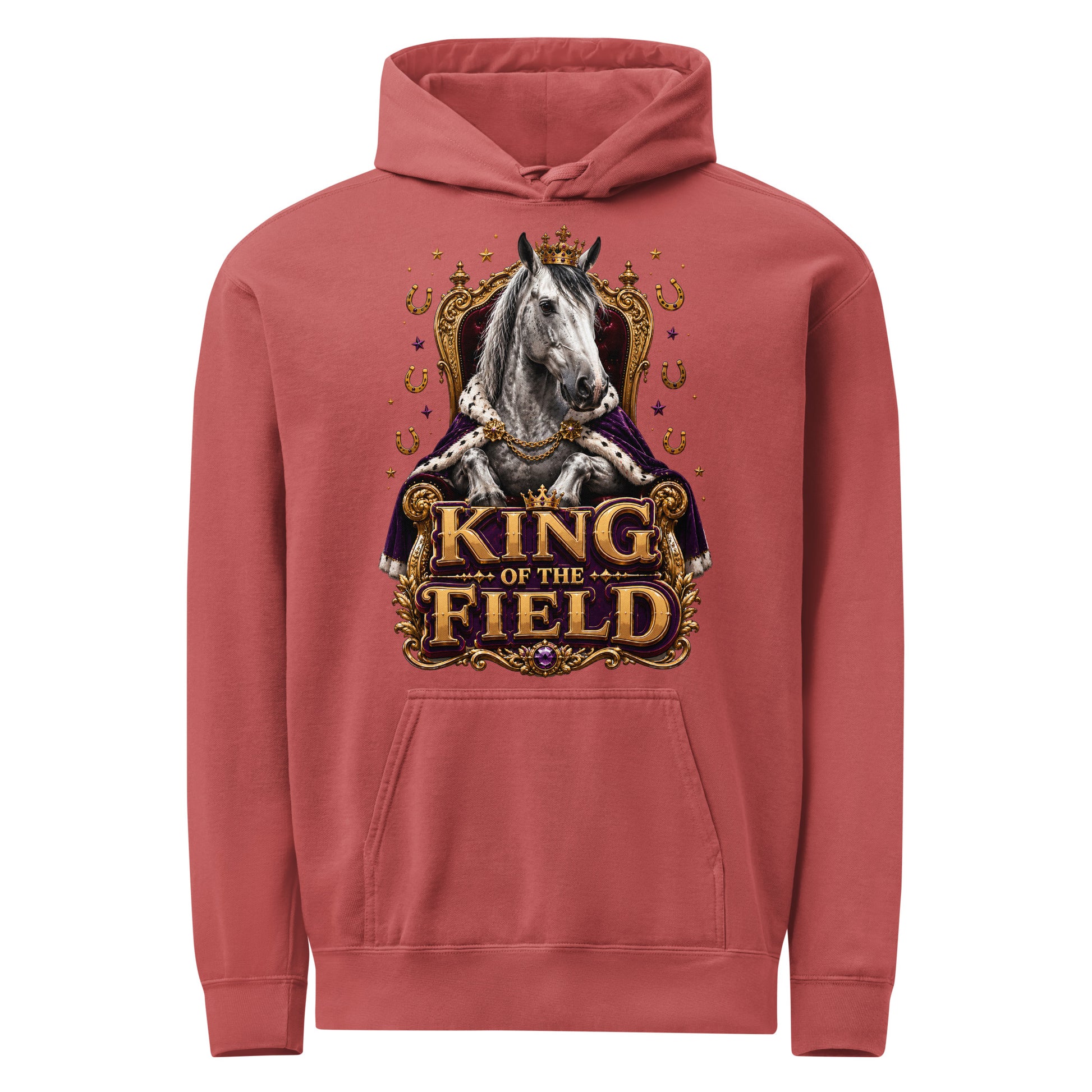 King of the Field Royal Horse Garment-Dyed Heavyweight Hoodie – Ultimate Horse Lovers Edition by printfluence.net