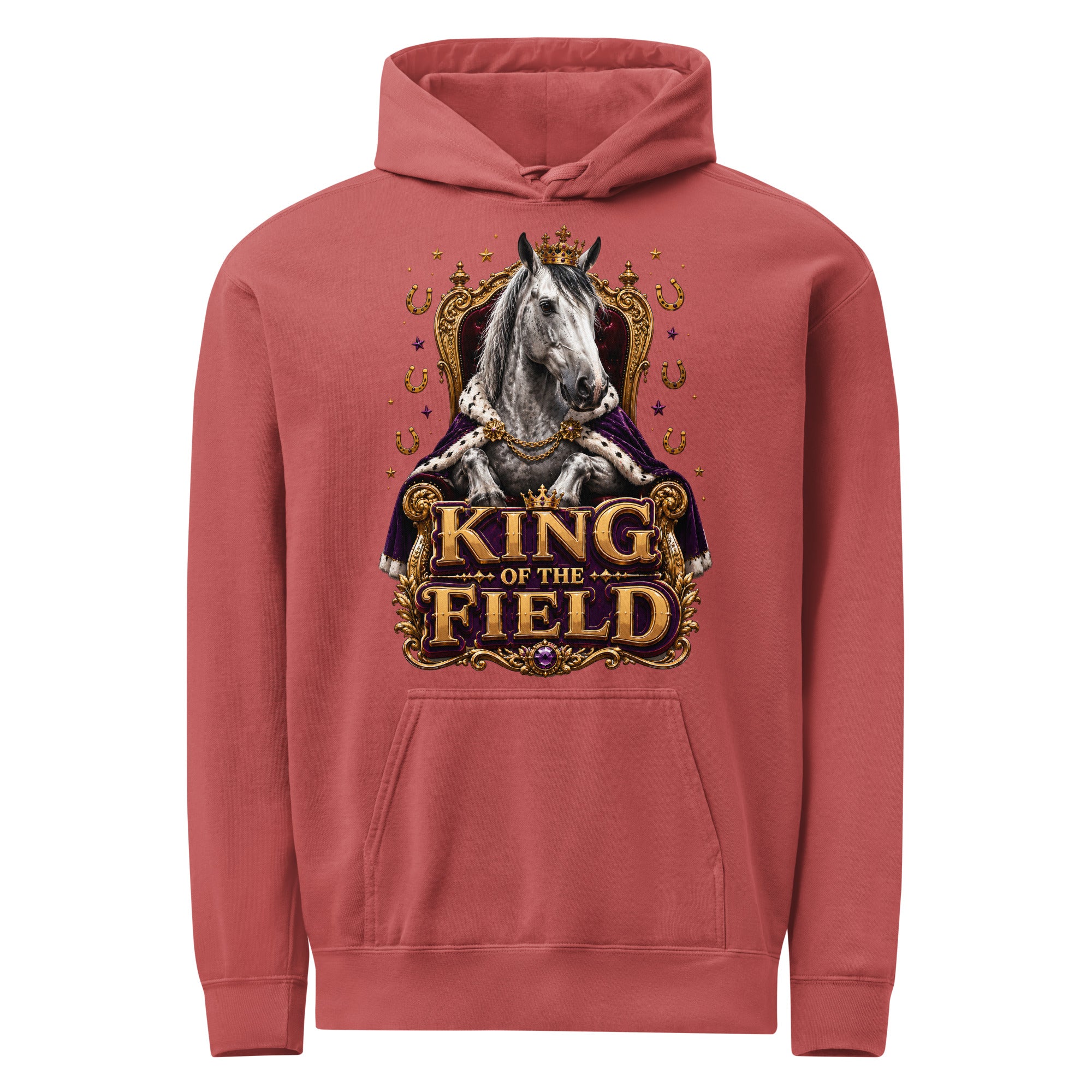 King of the Field Royal Horse Garment-Dyed Heavyweight Hoodie – Ultimate Horse Lovers Edition by printfluence.net