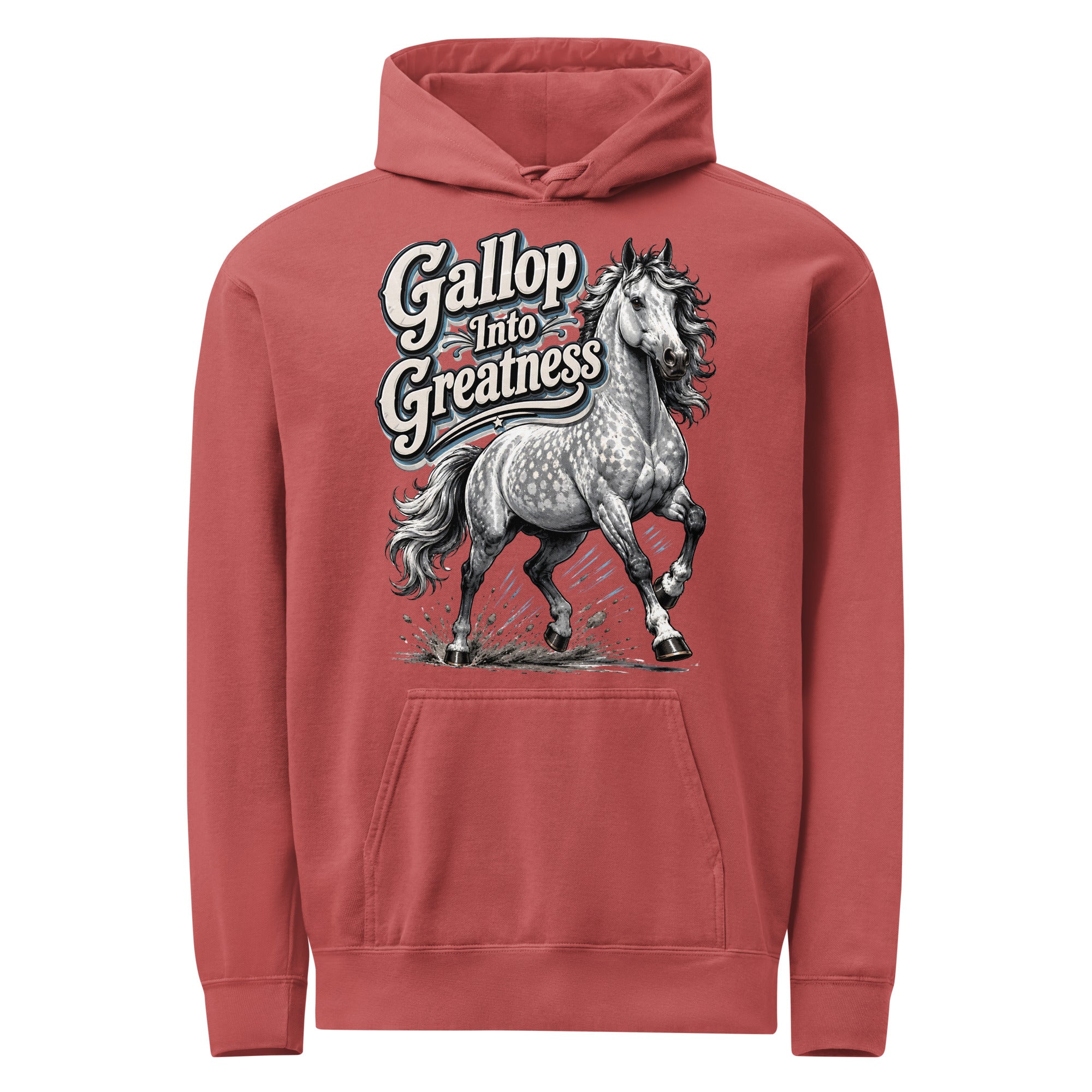 Gallop Into Greatness Horse Garment-Dyed Heavyweight Hoodie – Ultimate Horse Lovers Edition by printfluence.net