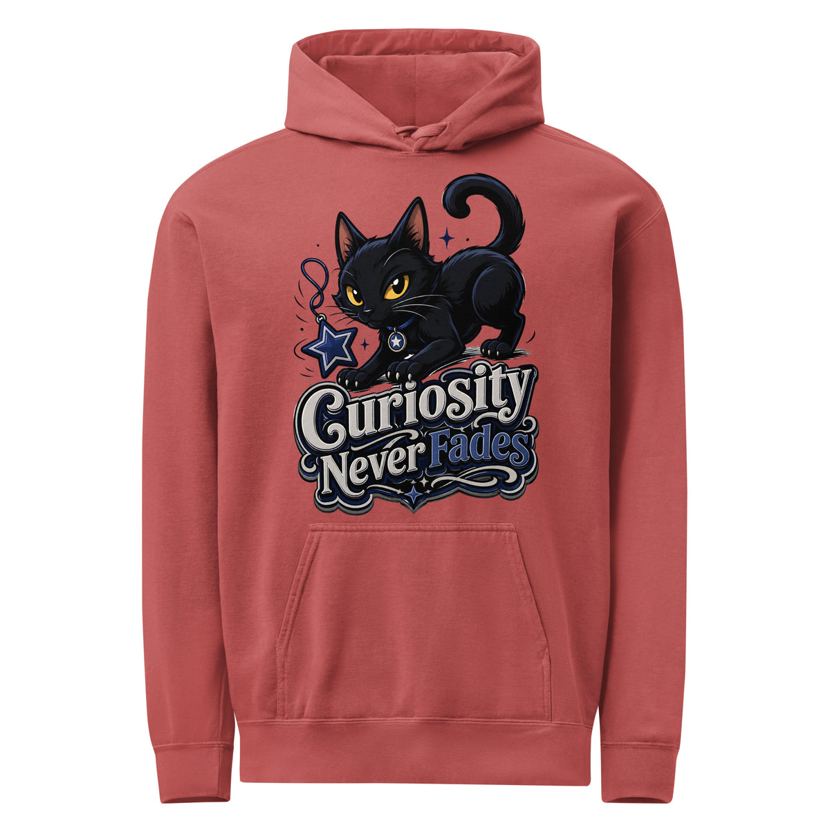 Curiosity Never Fades Cat Lovers Garment Dyed Hoodie by printfluence.net