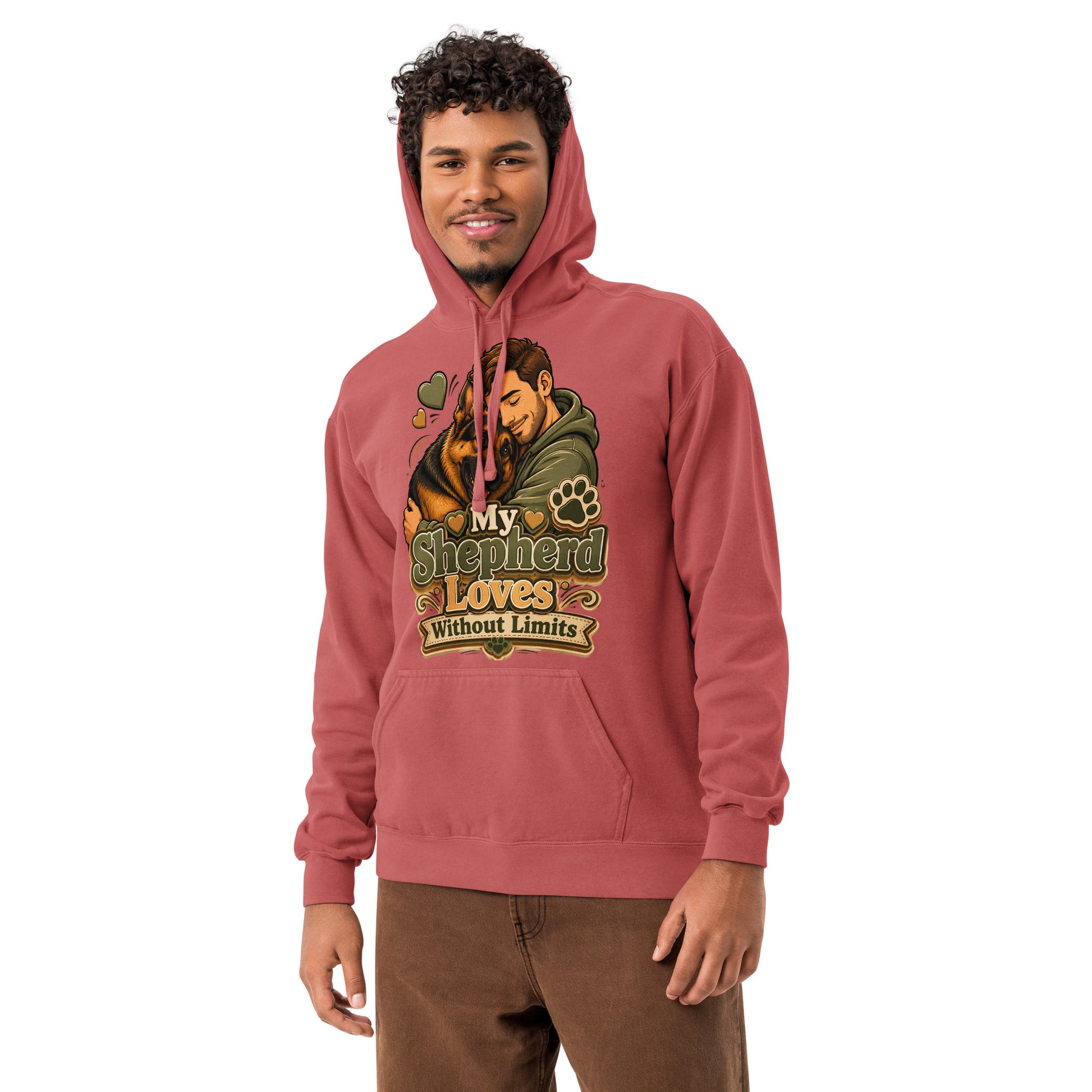 German Shepherd Loves Without Limits Garment-Dyed Hoodie by printfluence.net