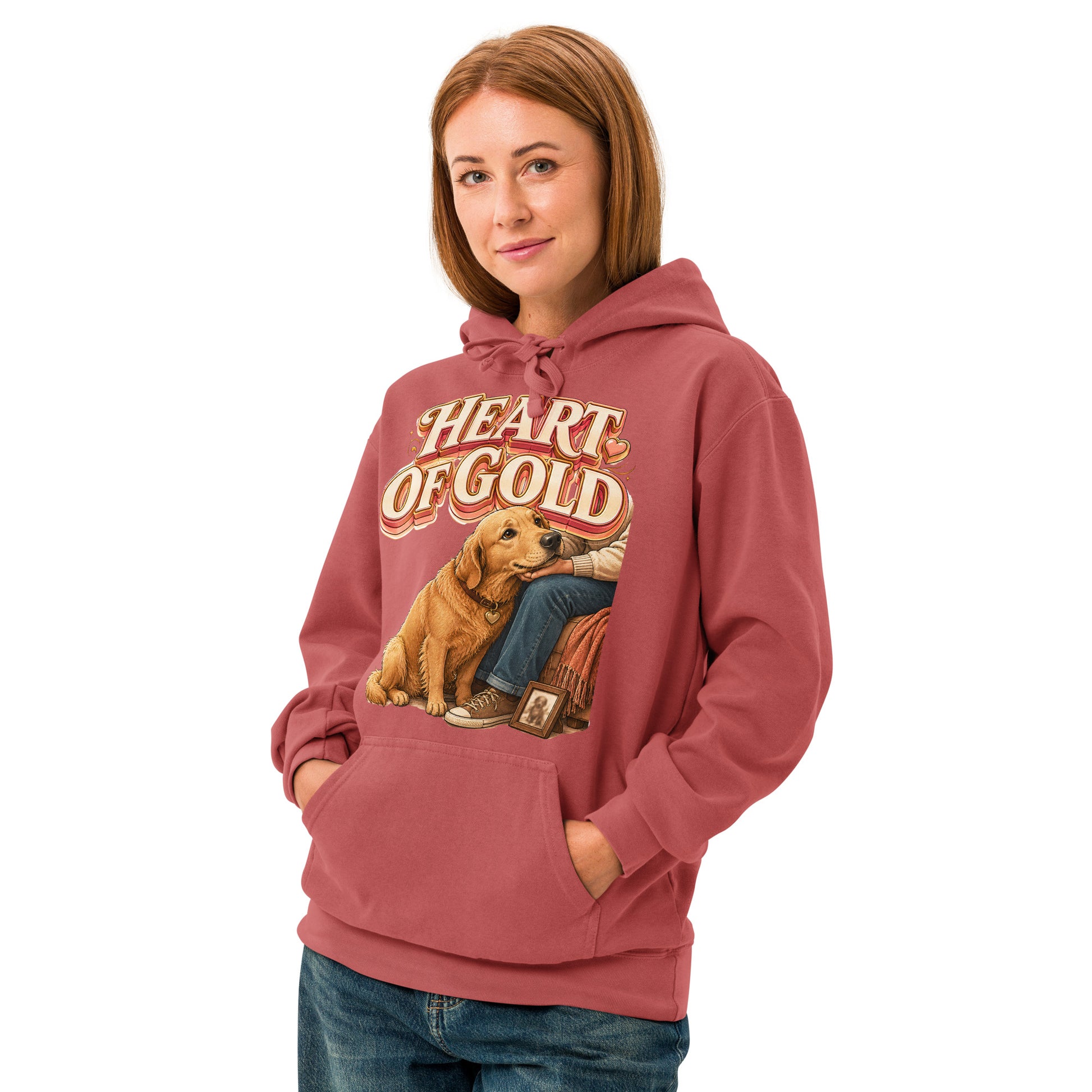 Golden Retriever Lovers Premium Garment-Dyed Hoodie - Heart Of Gold by printfluence.net
