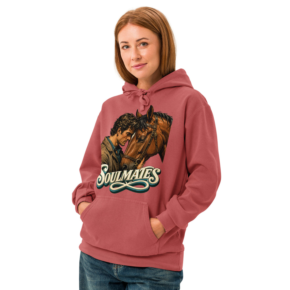 Soulmates Horse Garment-Dyed Hoodie - Horse Lovers Edition by printfluence.net