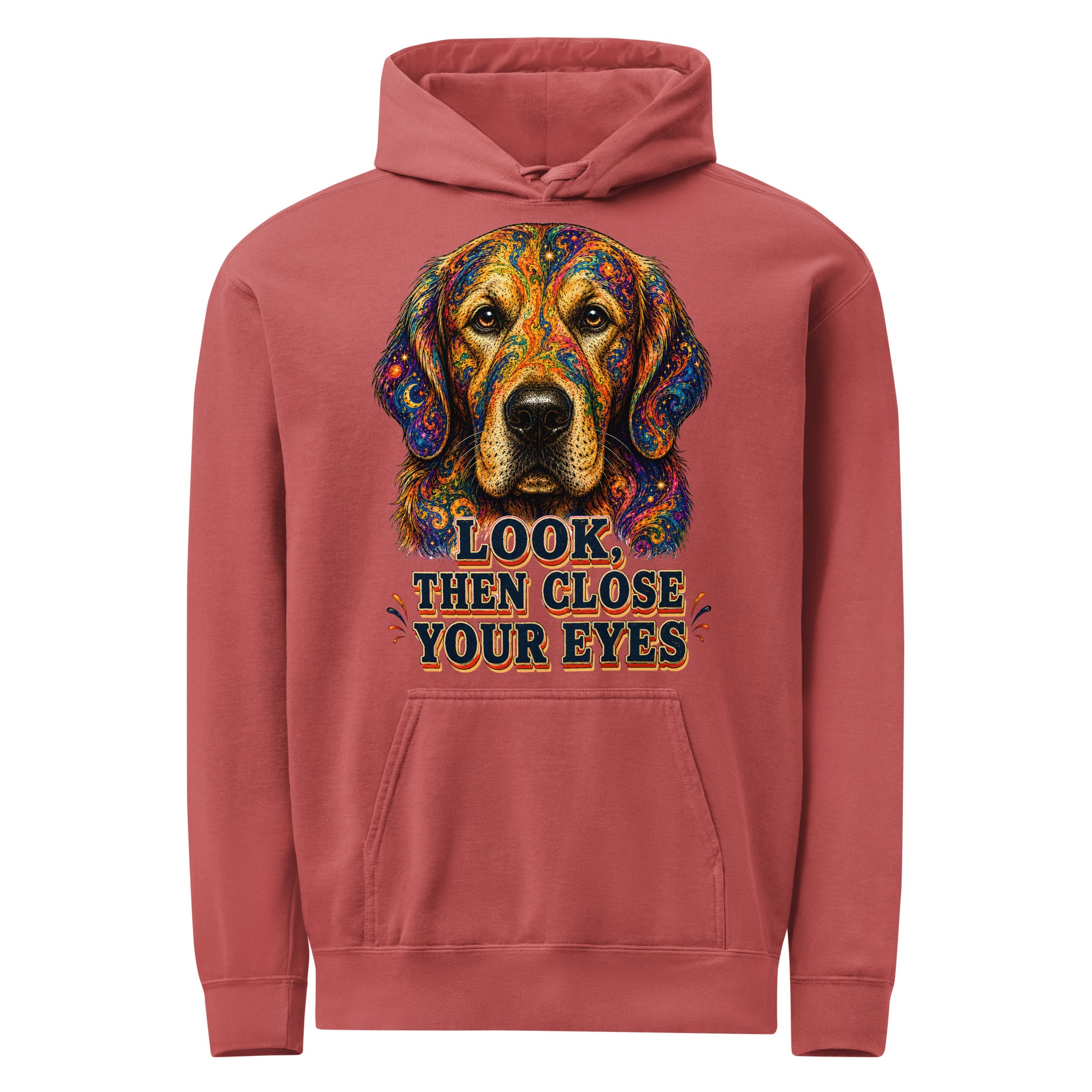 Starry Golden Retriever Lovers Garment-Dyed Hoodie - Look Then Close Your Eyes H-11 by printfluence.net