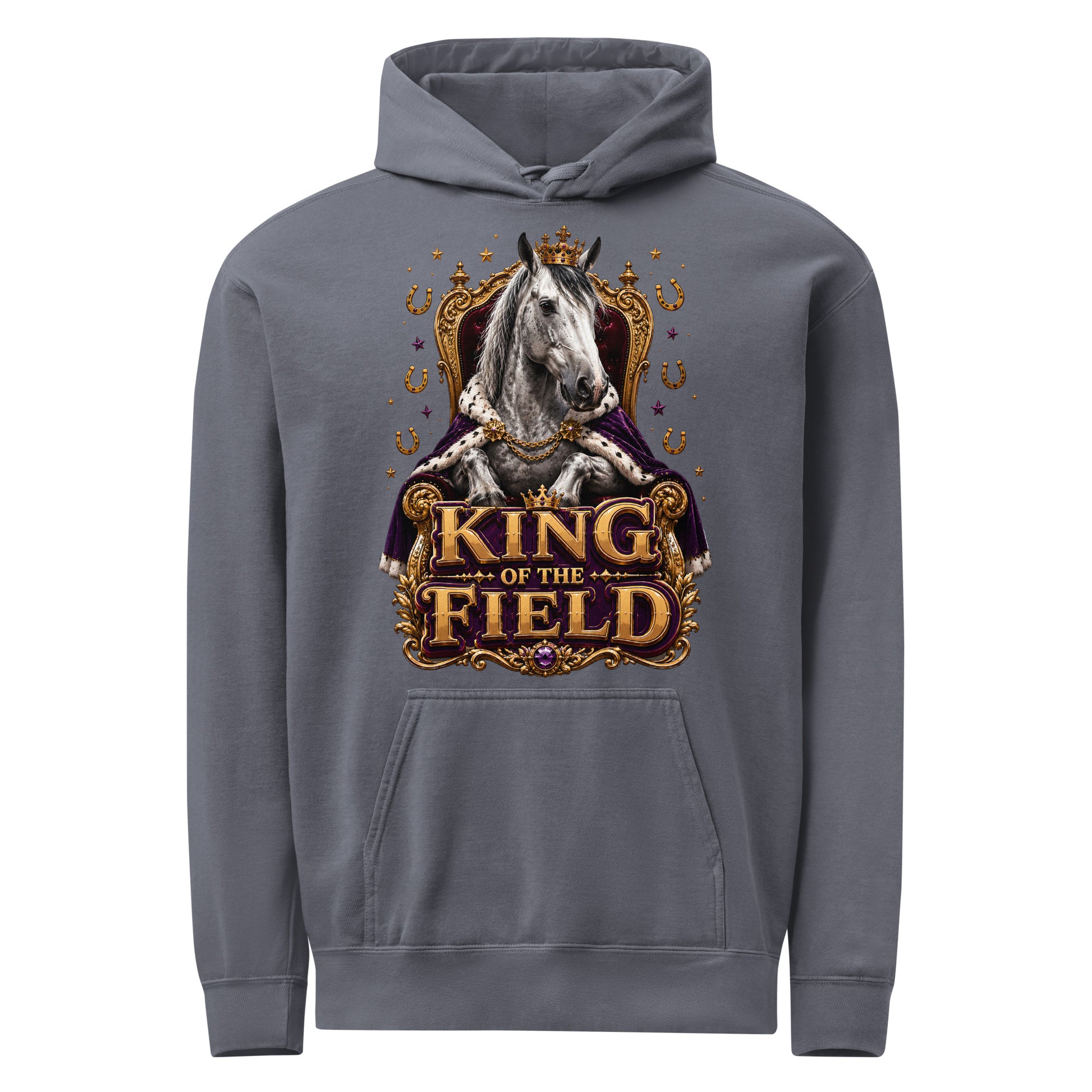 King of the Field Royal Horse Garment-Dyed Heavyweight Hoodie – Ultimate Horse Lovers Edition by printfluence.net