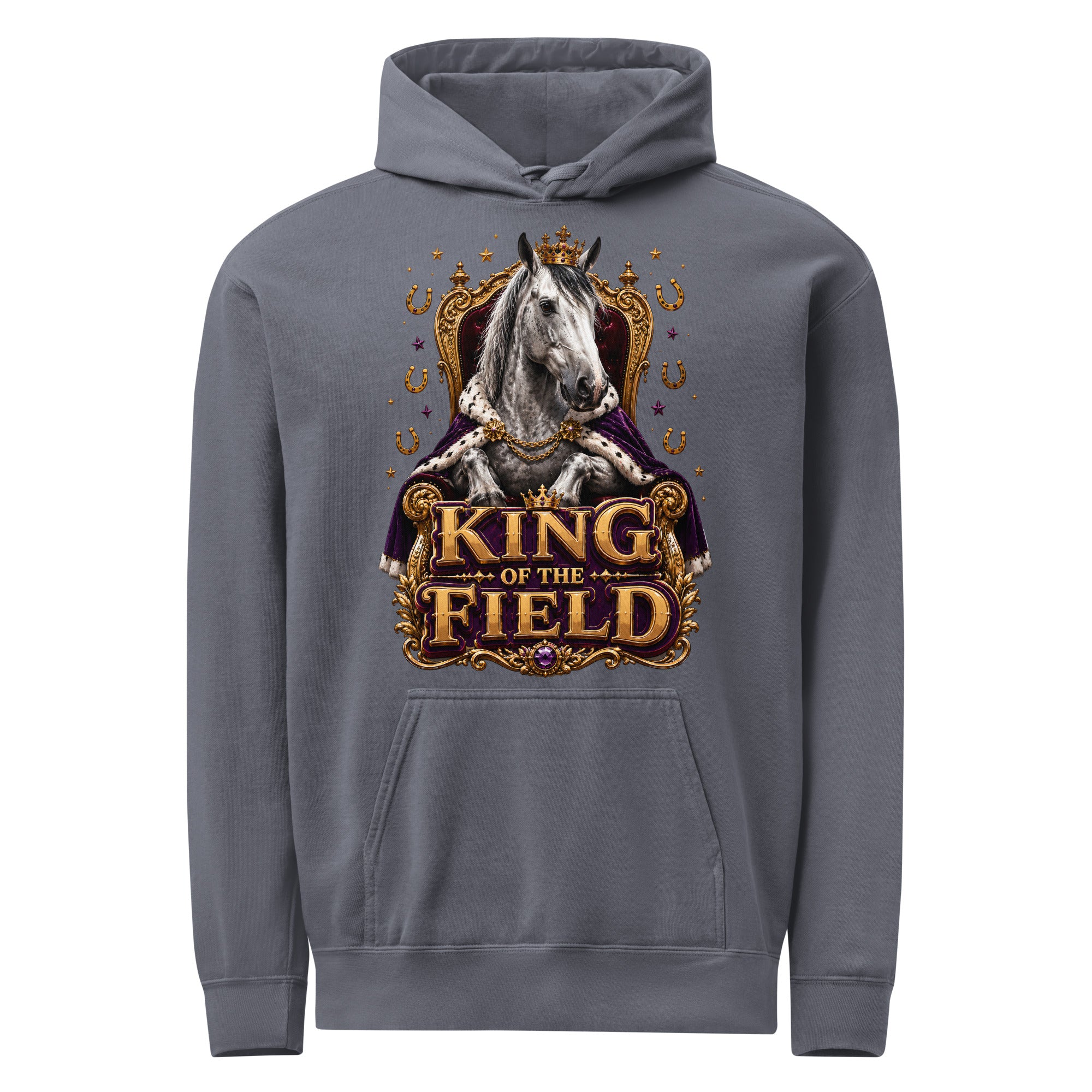 King of the Field Royal Horse Garment-Dyed Heavyweight Hoodie – Ultimate Horse Lovers Edition by printfluence.net