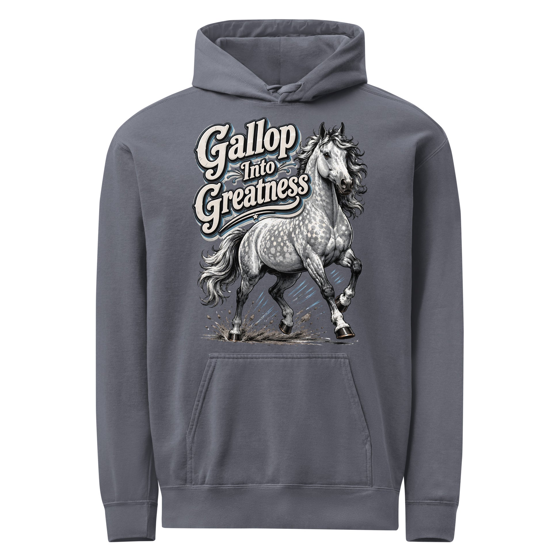 Gallop Into Greatness Horse Garment-Dyed Heavyweight Hoodie – Ultimate Horse Lovers Edition by printfluence.net