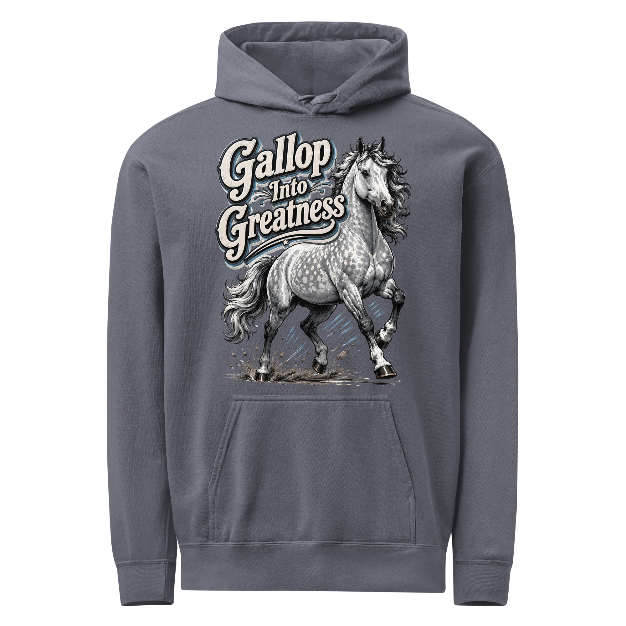 Gallop Into Greatness Horse Garment-Dyed Heavyweight Hoodie – Ultimate Horse Lovers Edition by printfluence.net