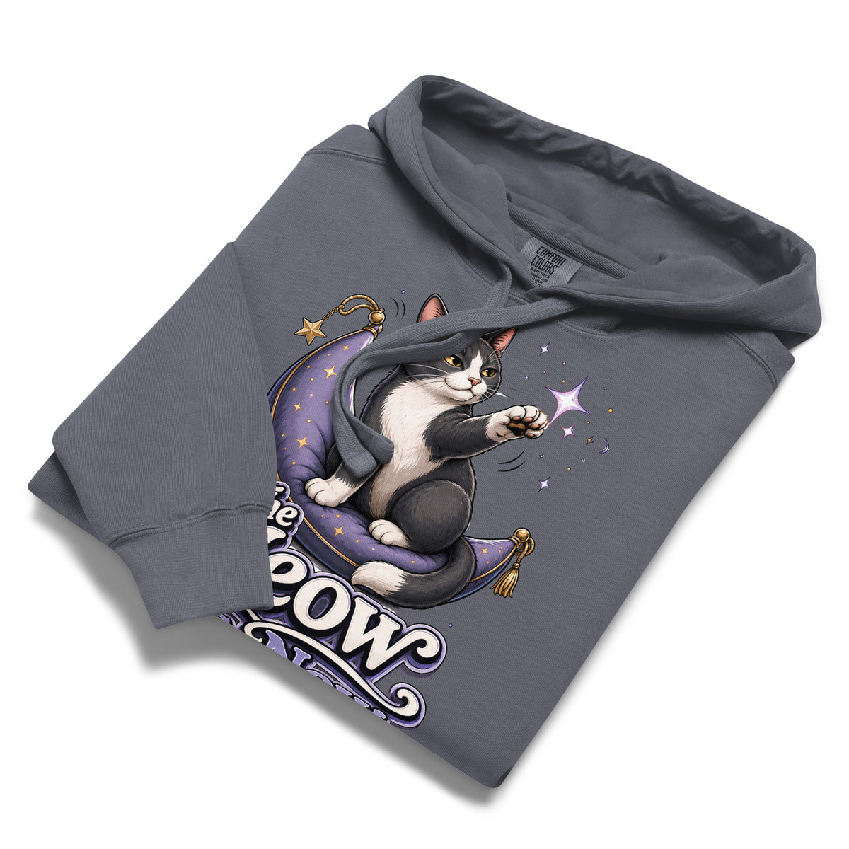 Cat Lovers "The Meow Is Now" Unisex Garment-Dyed Hoodie by printfluence.net