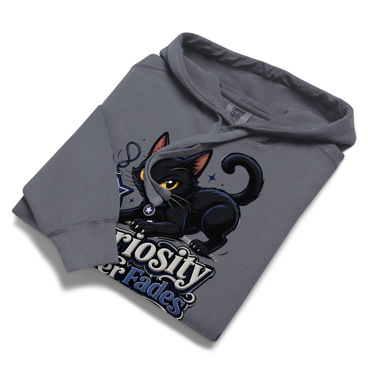 Curiosity Never Fades Cat Lovers Garment Dyed Hoodie by printfluence.net