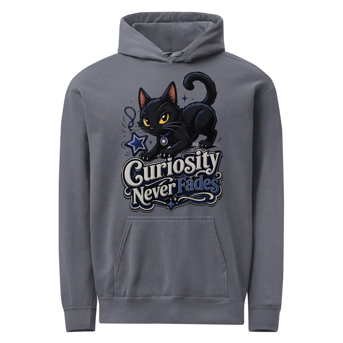 Curiosity Never Fades Cat Lovers Garment Dyed Hoodie by printfluence.net