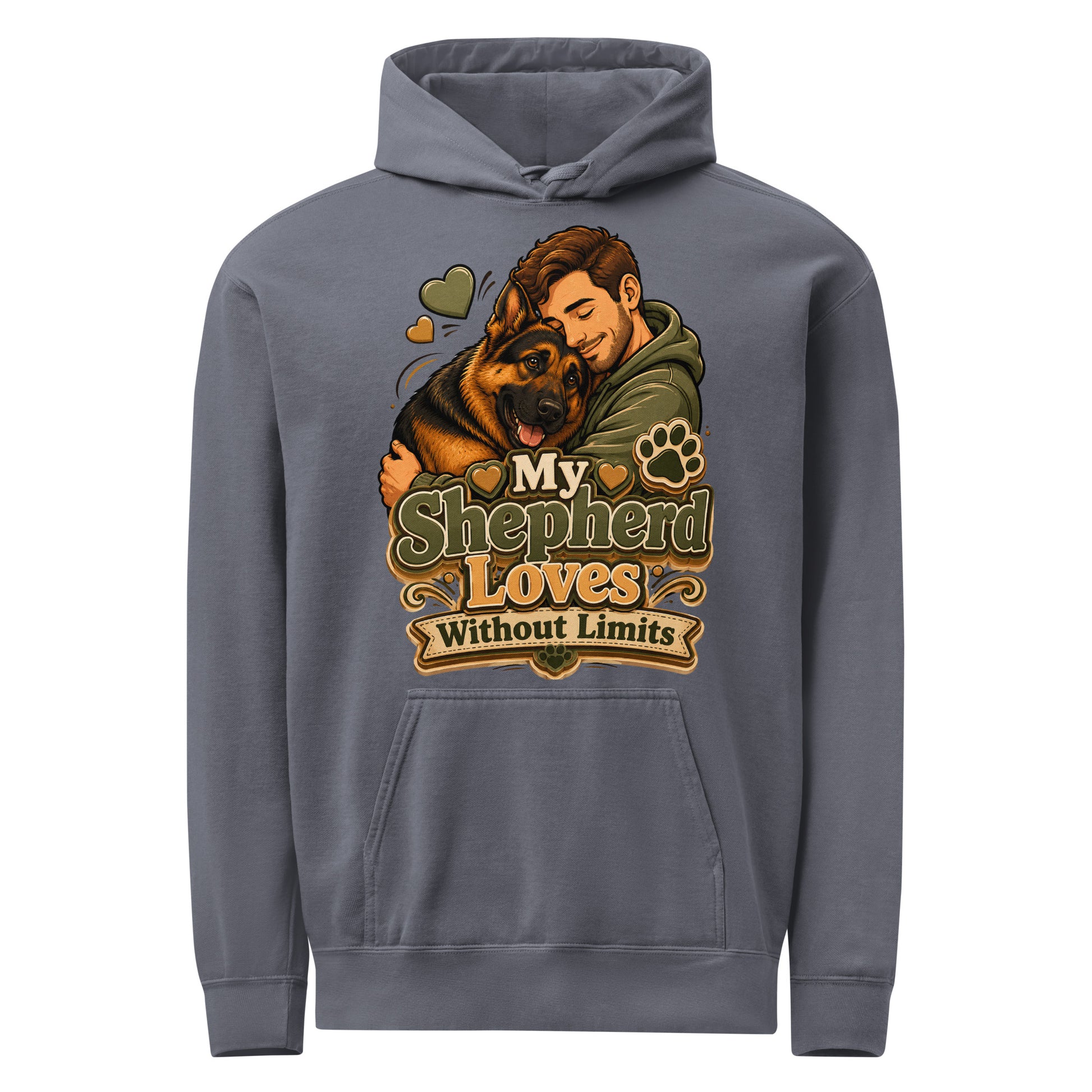 German Shepherd Loves Without Limits Garment-Dyed Hoodie by printfluence.net