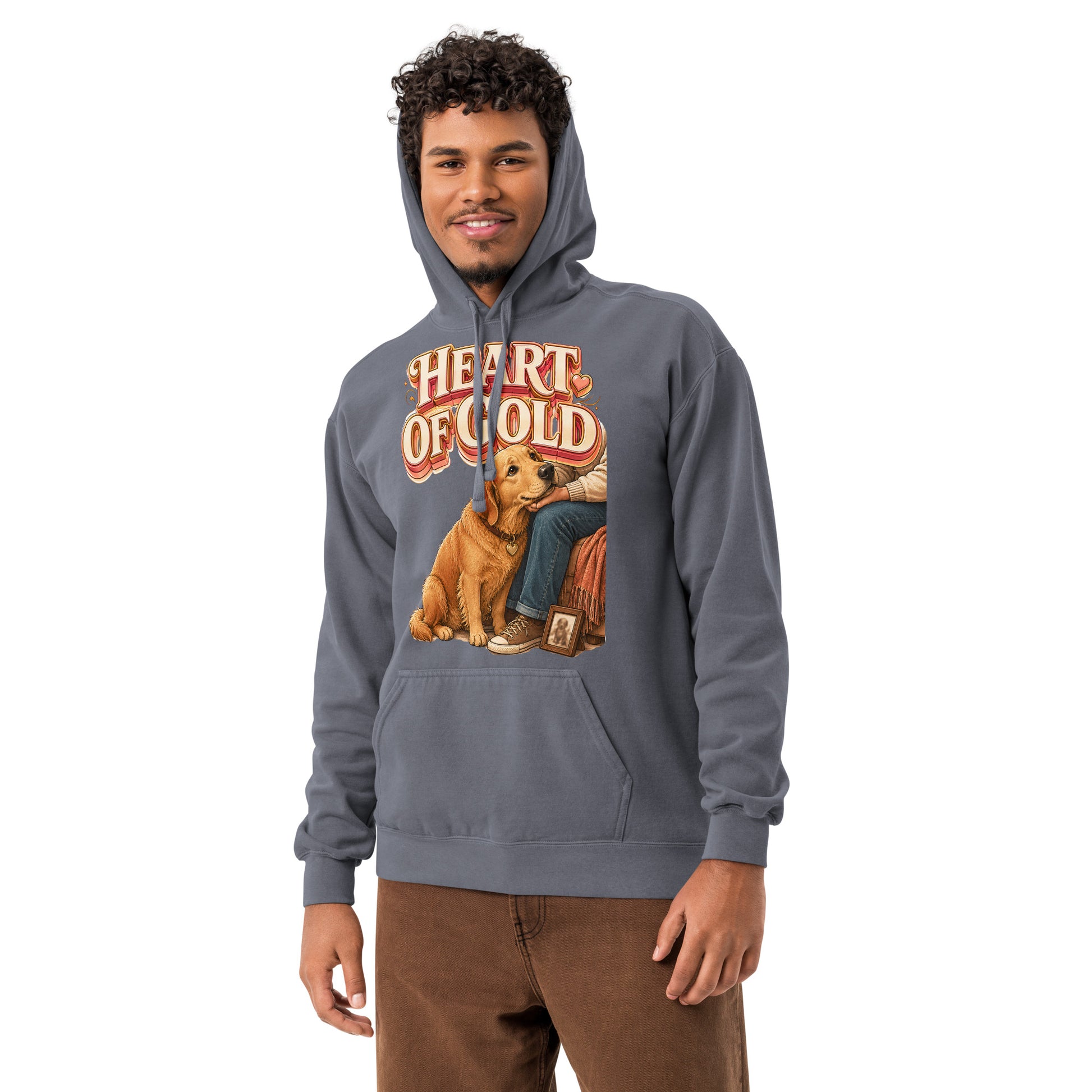 Golden Retriever Lovers Premium Garment-Dyed Hoodie - Heart Of Gold by printfluence.net