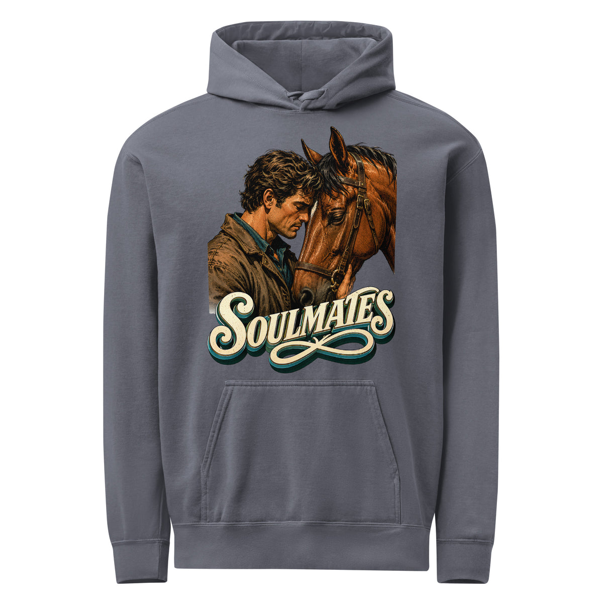 Soulmates Horse Garment-Dyed Hoodie - Horse Lovers Edition by printfluence.net
