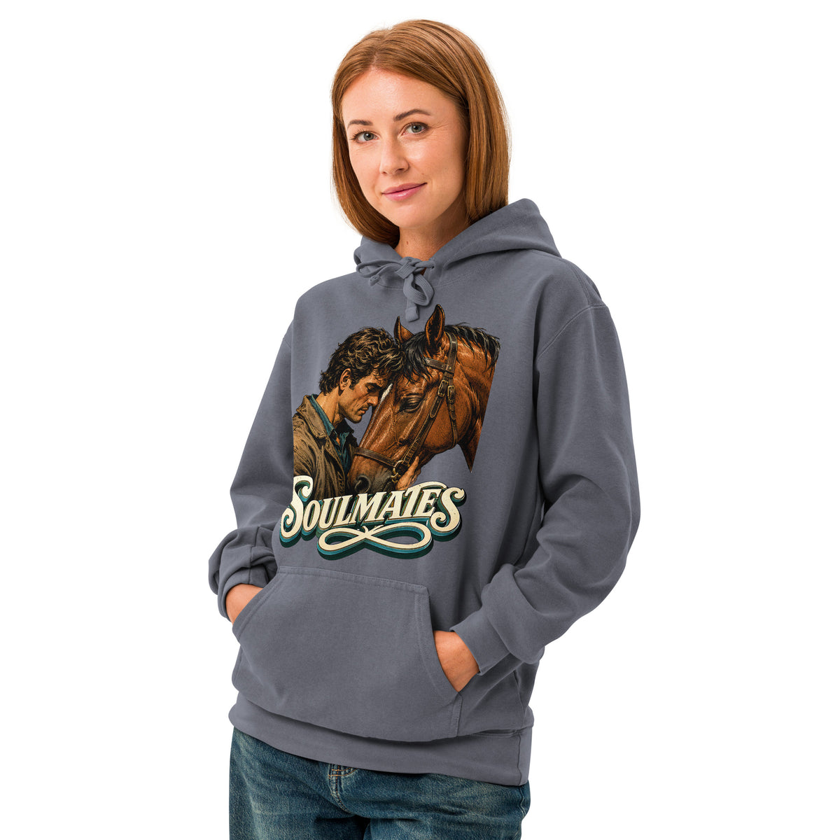 Soulmates Horse Garment-Dyed Hoodie - Horse Lovers Edition by printfluence.net